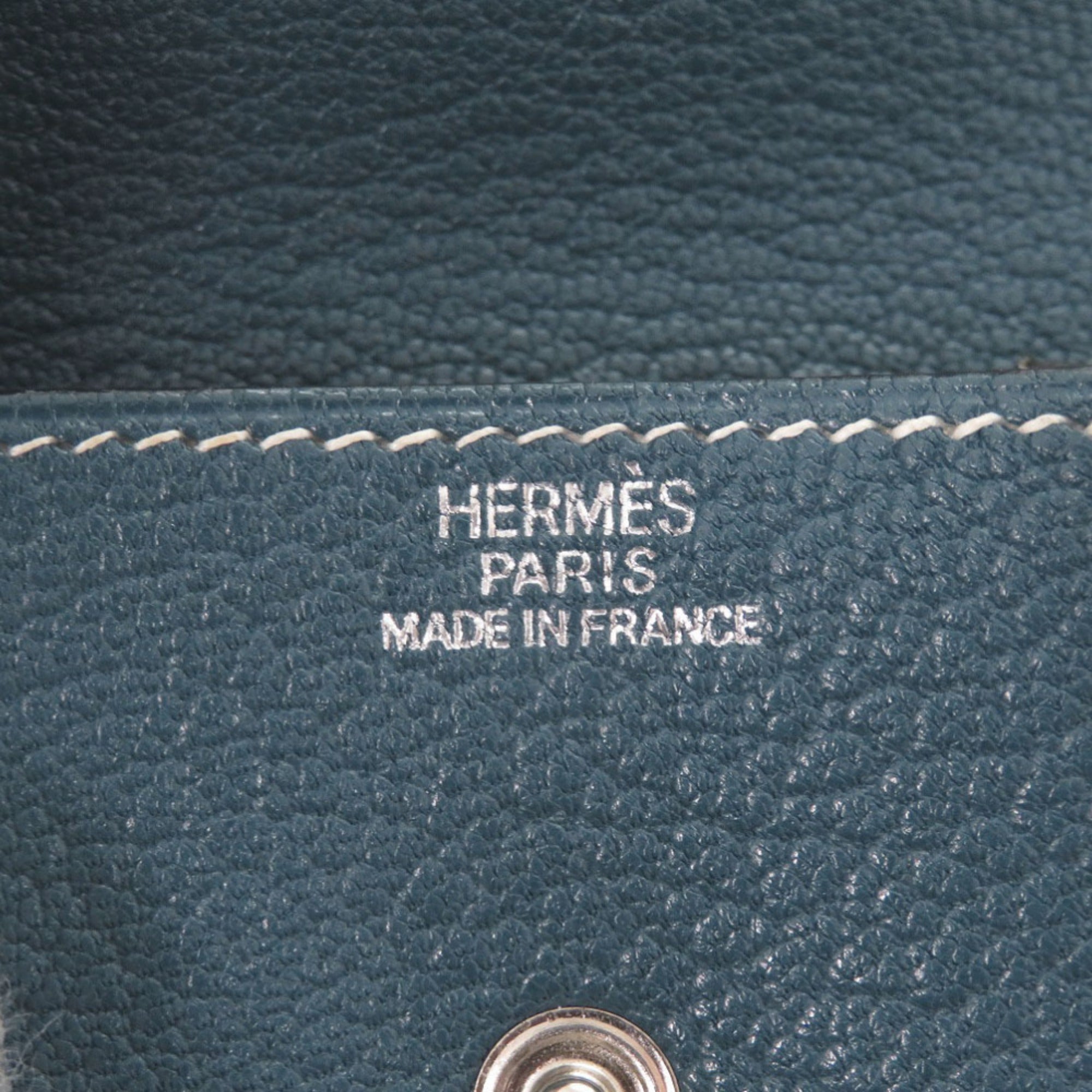 Hermes Blue Chevre Leather Coin Purse/Coin Case (Pre-Owned)