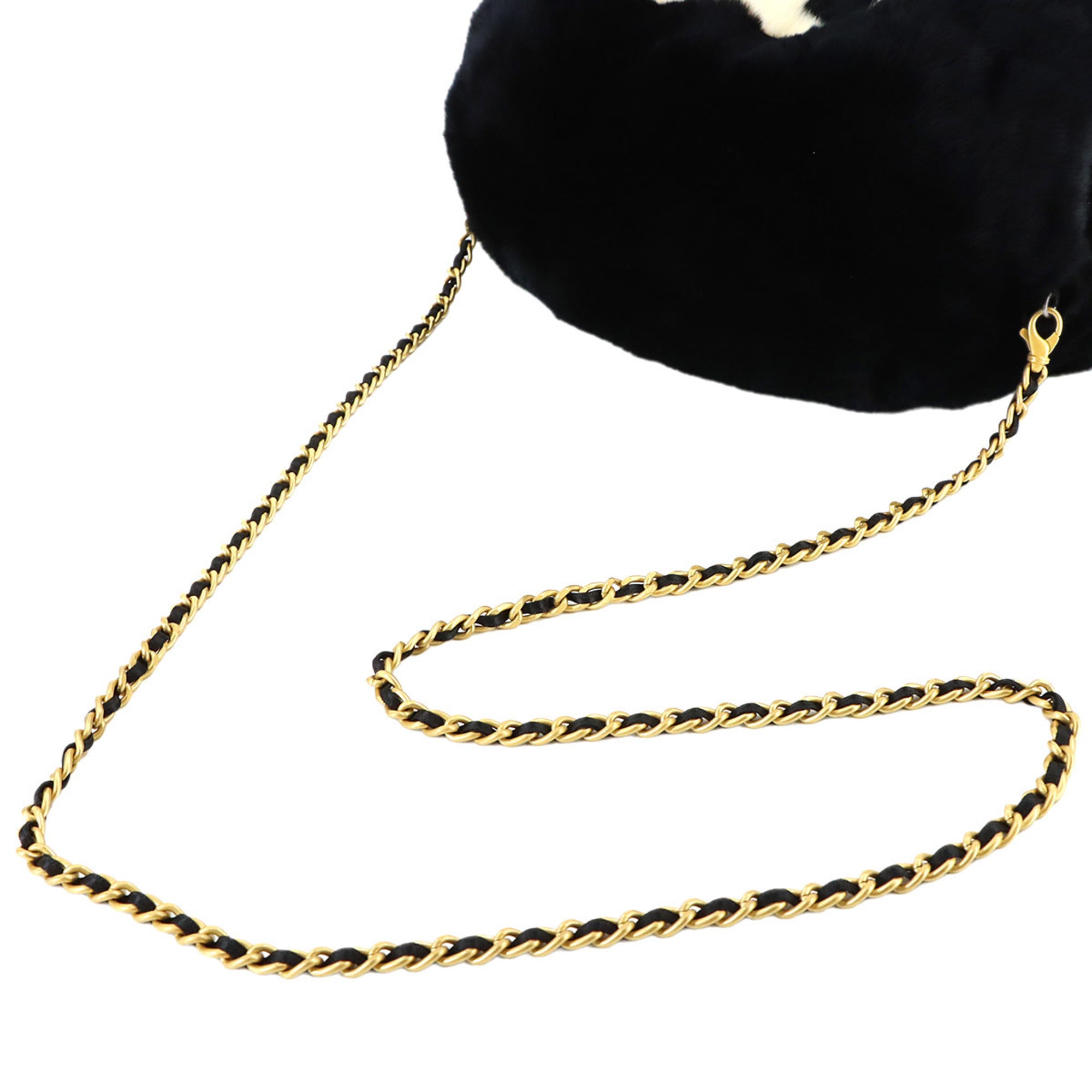 Chanel Black White Lapin Handbag Shoulder Bag (Pre-Owned)