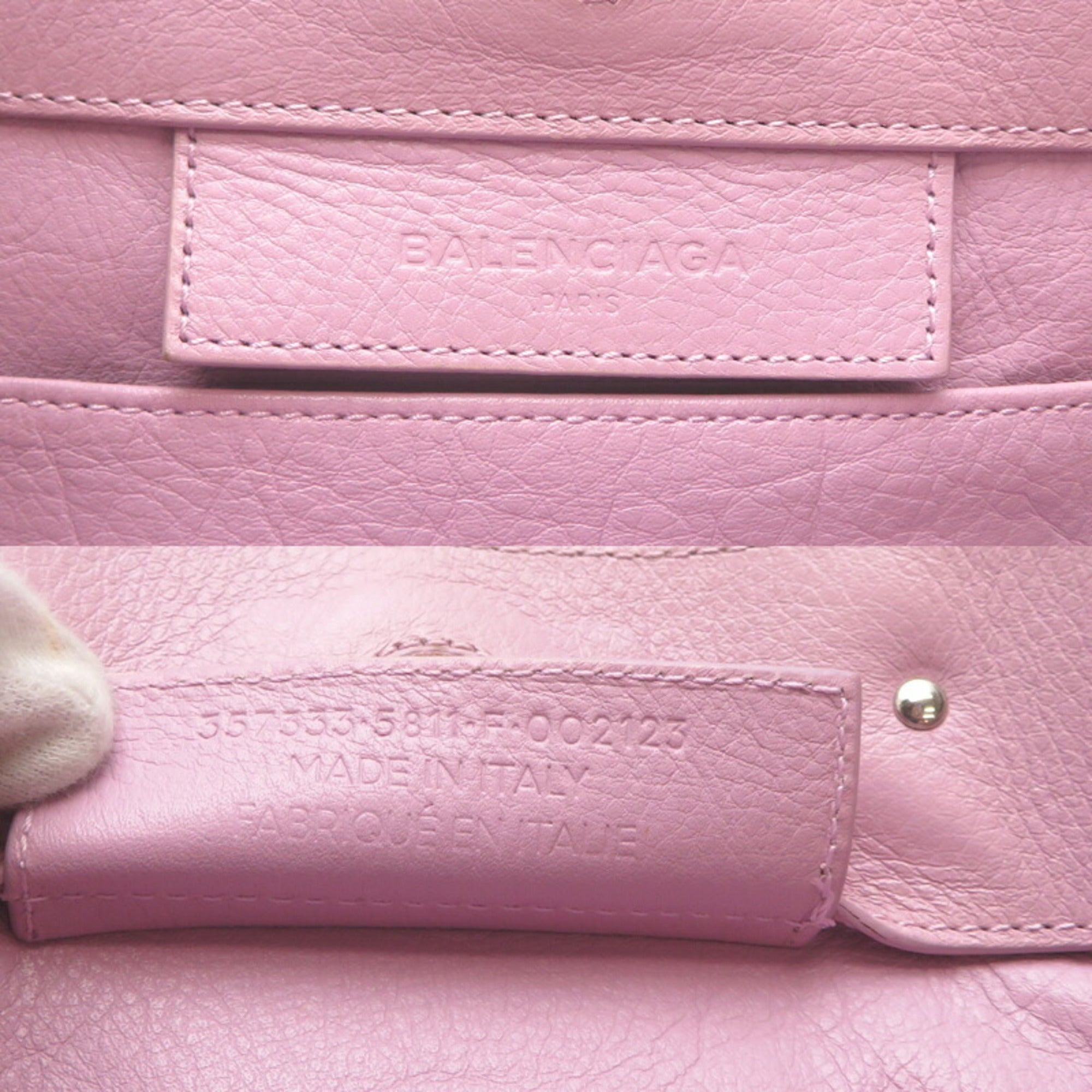 Balenciaga Paper Pink Purple Leather Handbag (Pre-Owned)