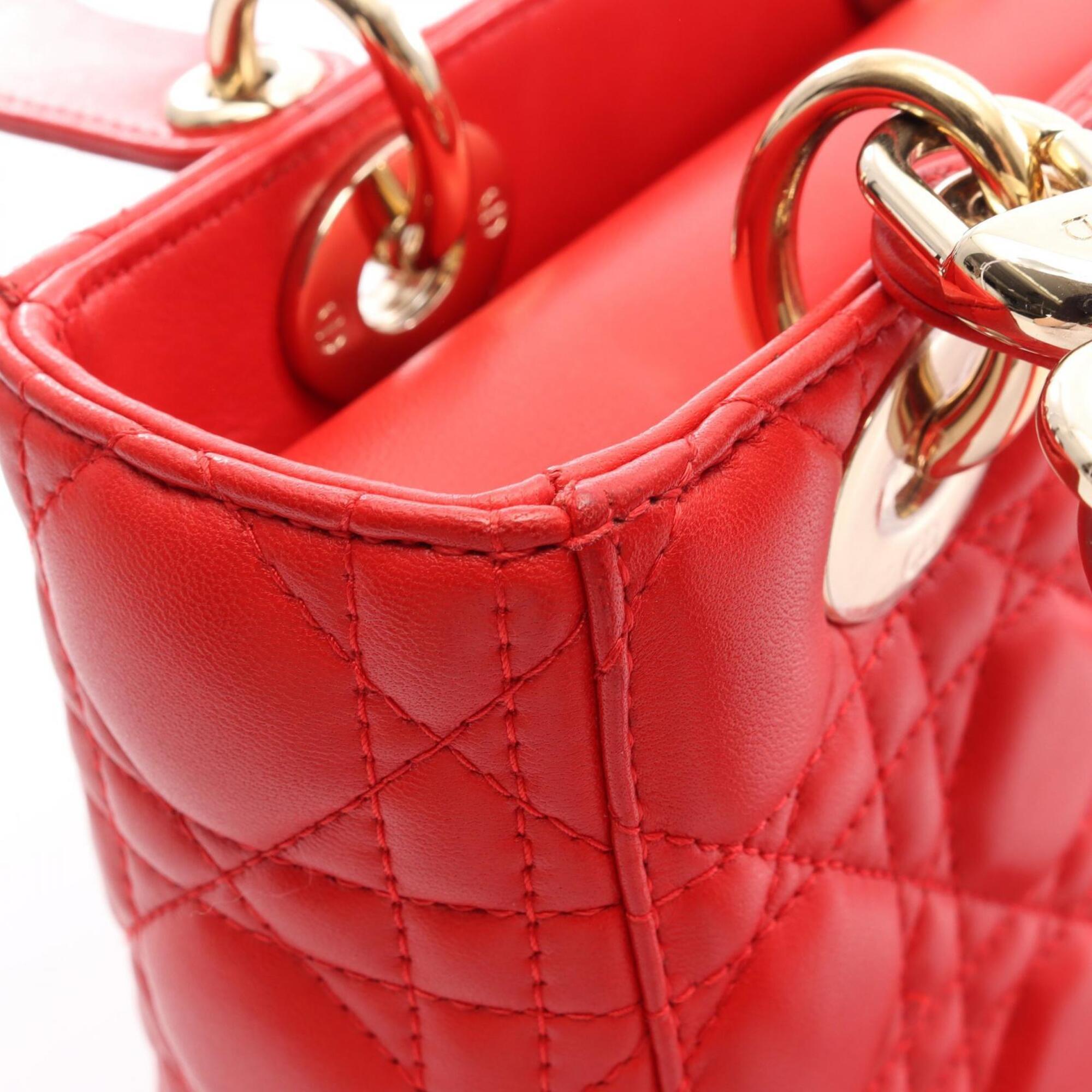Christian Dior Red Color Leather Handbag (Pre-Owned)