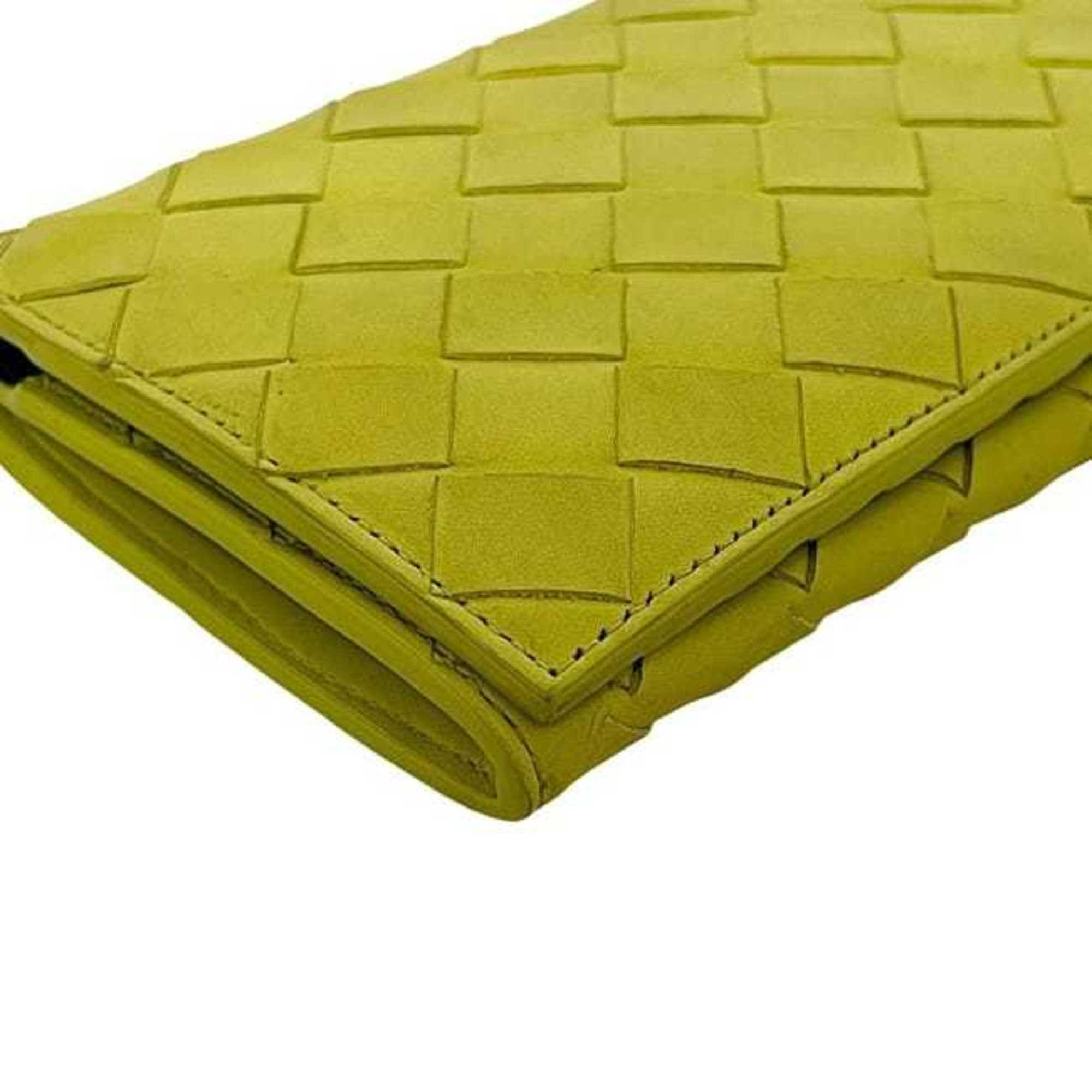 Bottega Veneta Yellow Leather Long Wallet (Bi-Fold) (Pre-Owned)