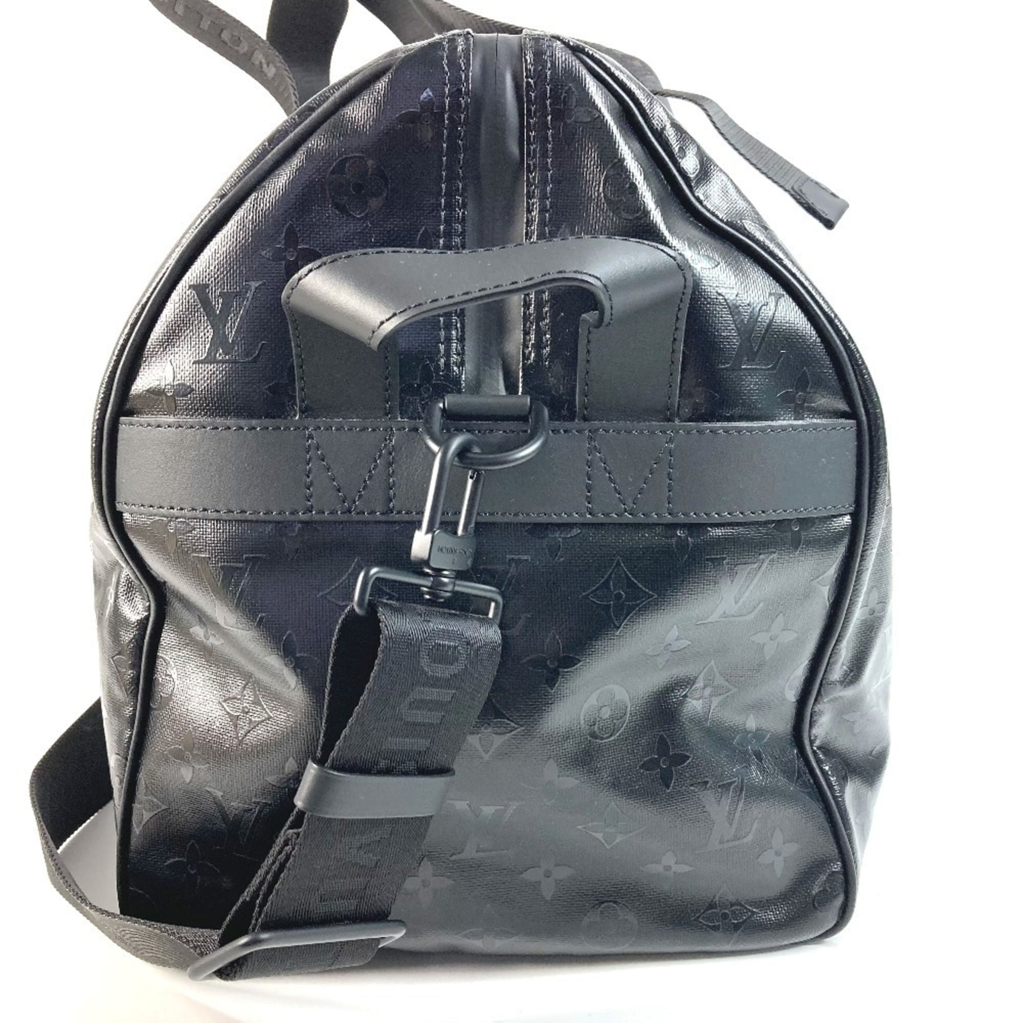 Louis Vuitton Black Leather Canvas Boston Bag Shoulder Bag (Pre-Owned)