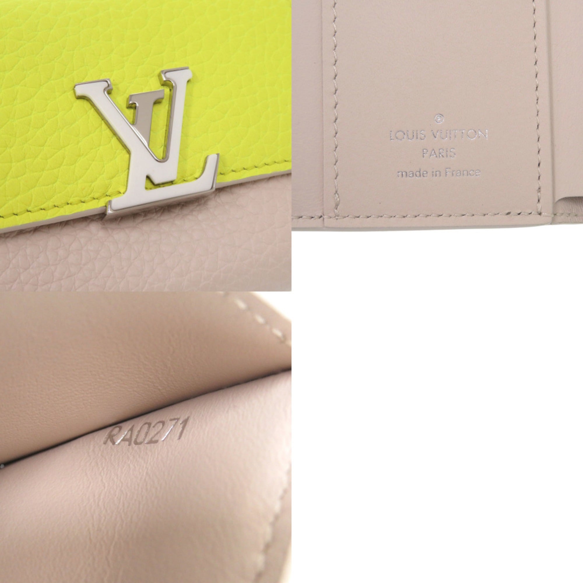 Louis Vuitton Beige Yellow Leather Wallet (Tri-Fold) (Pre-Owned)