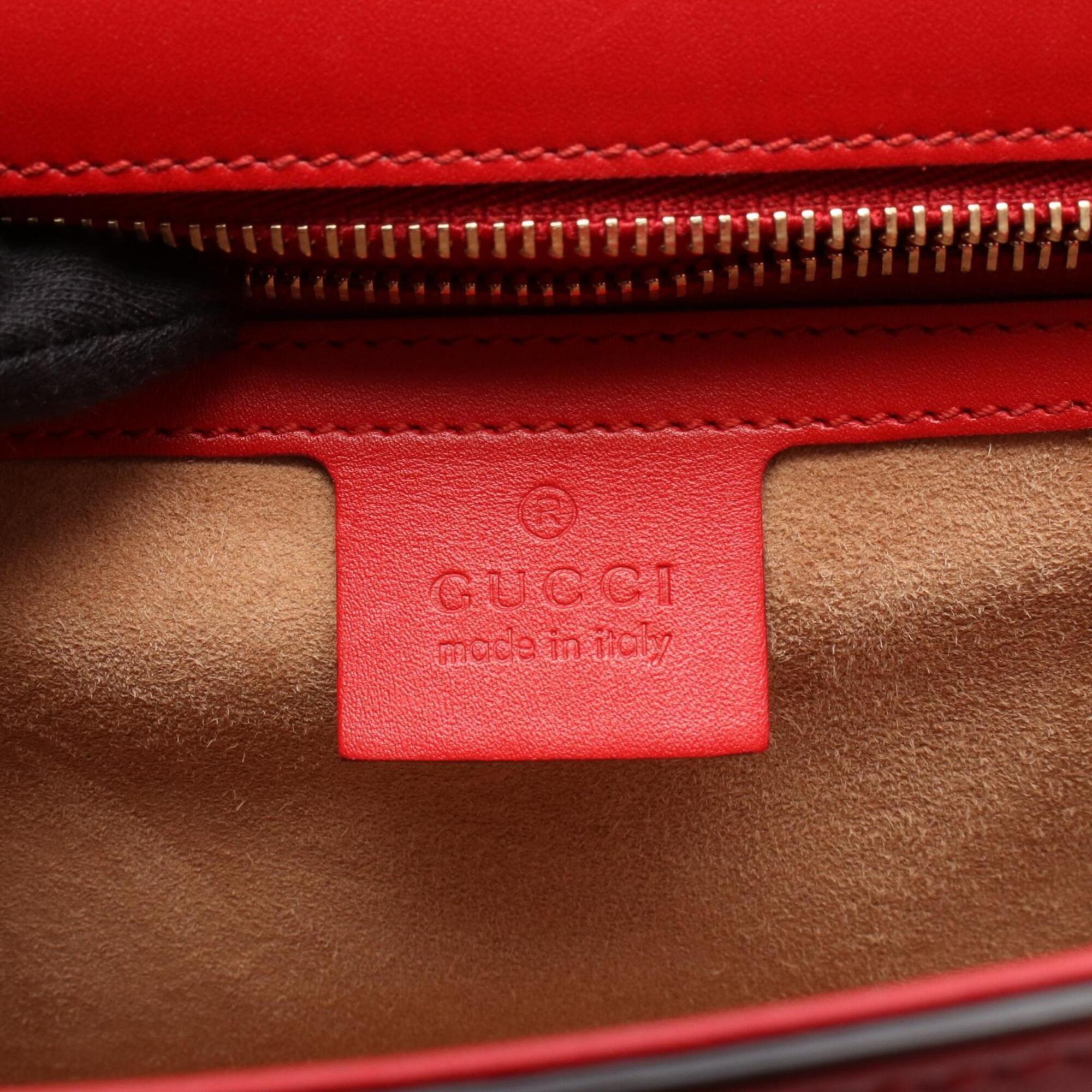 Gucci Red Color Leather Handbag Shoulder Bag (Pre-Owned)