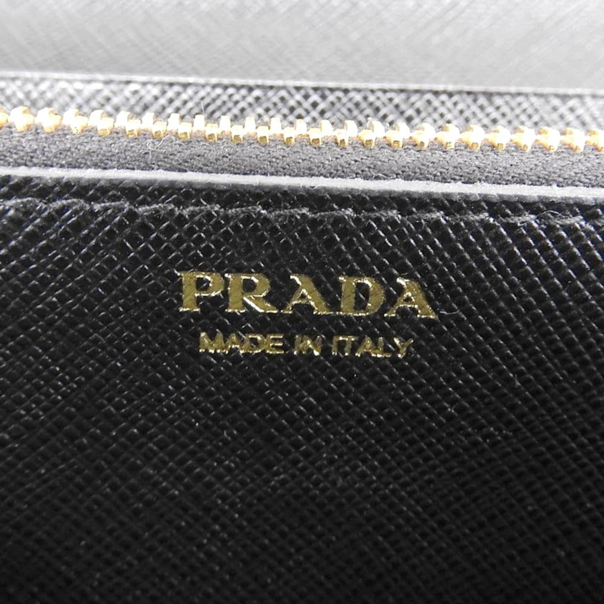 Prada Black Saffiano Triangle Long Wallet (Bi-Fold) (Pre-Owned)