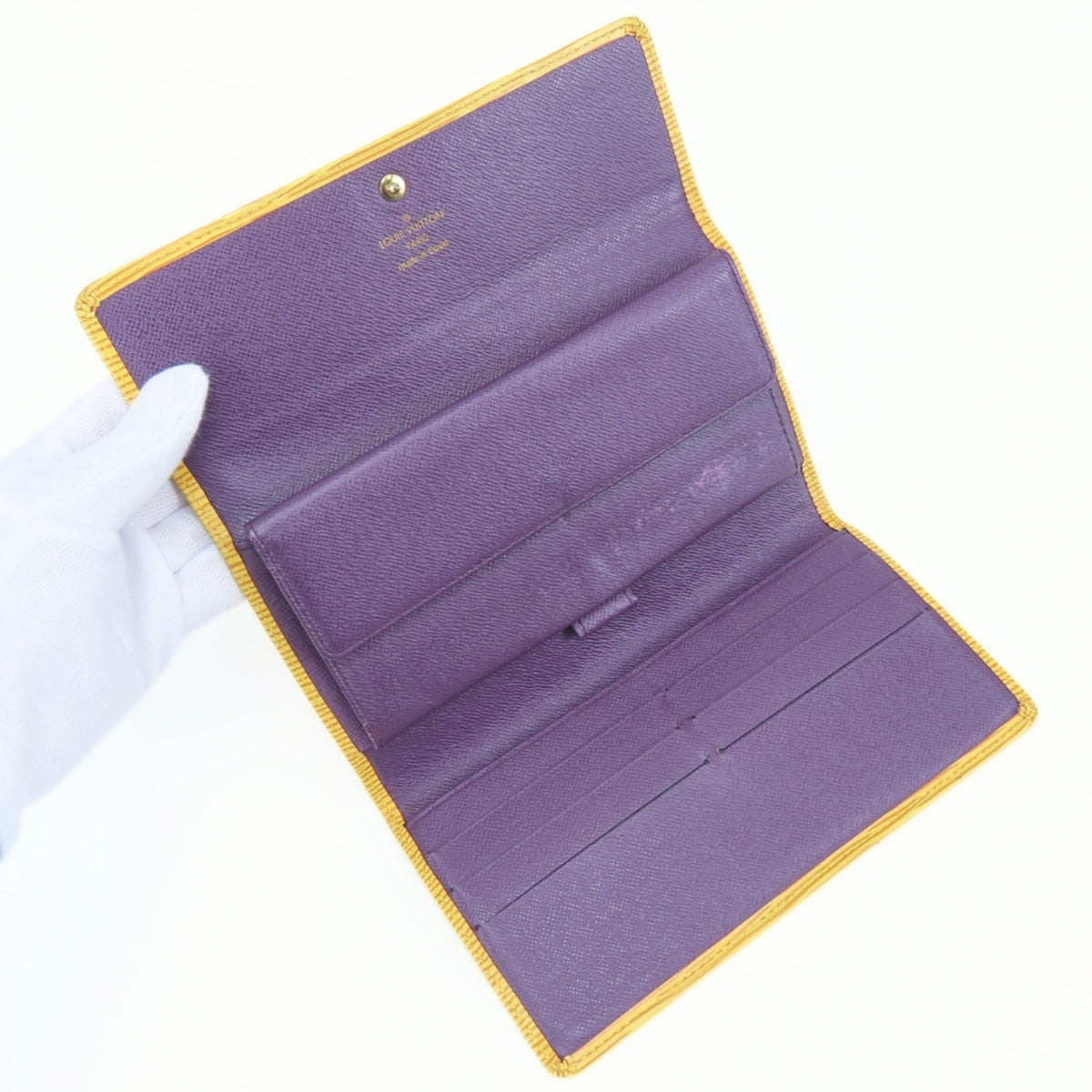 Louis Vuitton Purple Yellow Epi Leather Wallet (Tri-Fold) (Pre-Owned)