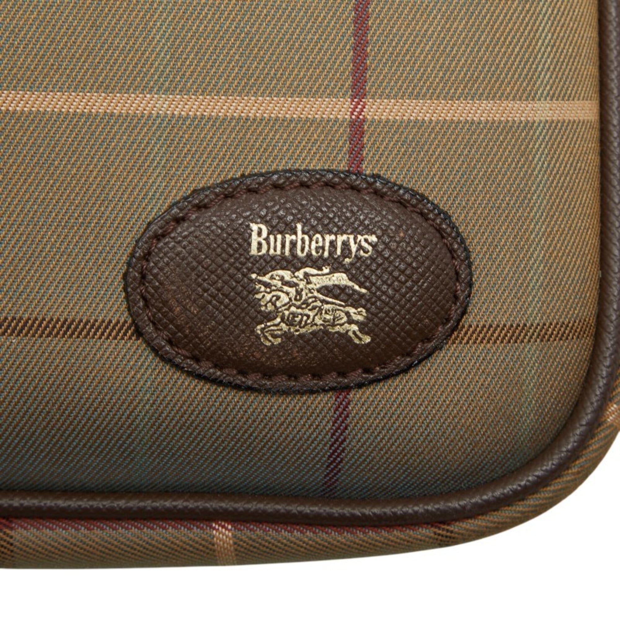 Burberry Beige Brown Iridescent Leather Nylon Canvas Shoulder Bag (Pre-Owned)
