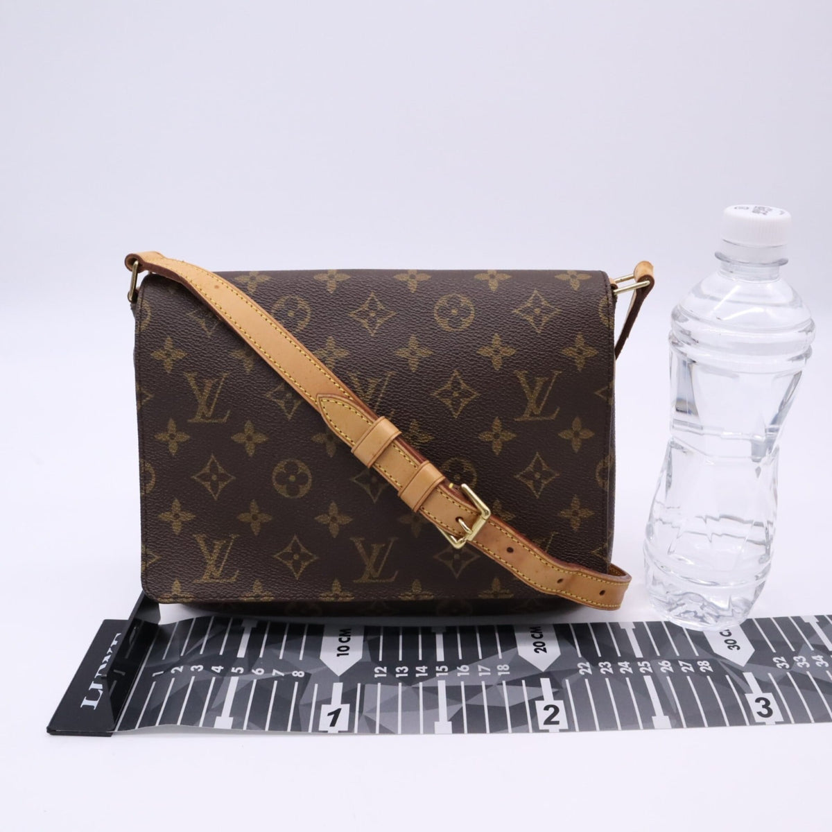 Louis Vuitton Beige Brown Coated Canvas Leather Shoulder Bag (Pre-Owned)