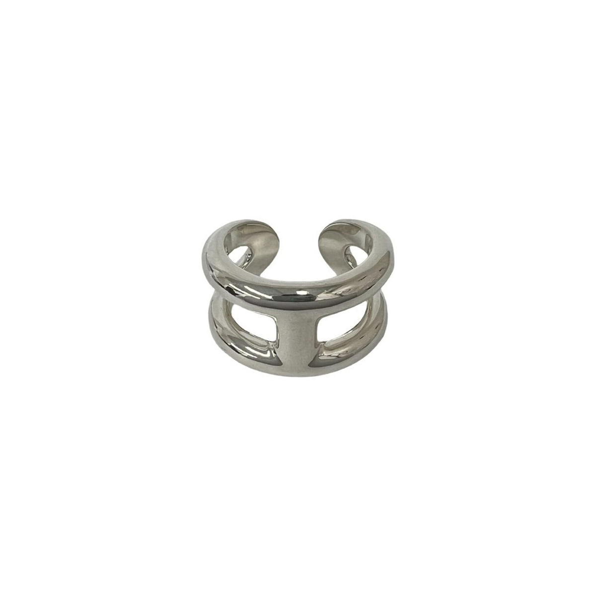Hermes Silver Silver 925 Band Ring (Pre-Owned)