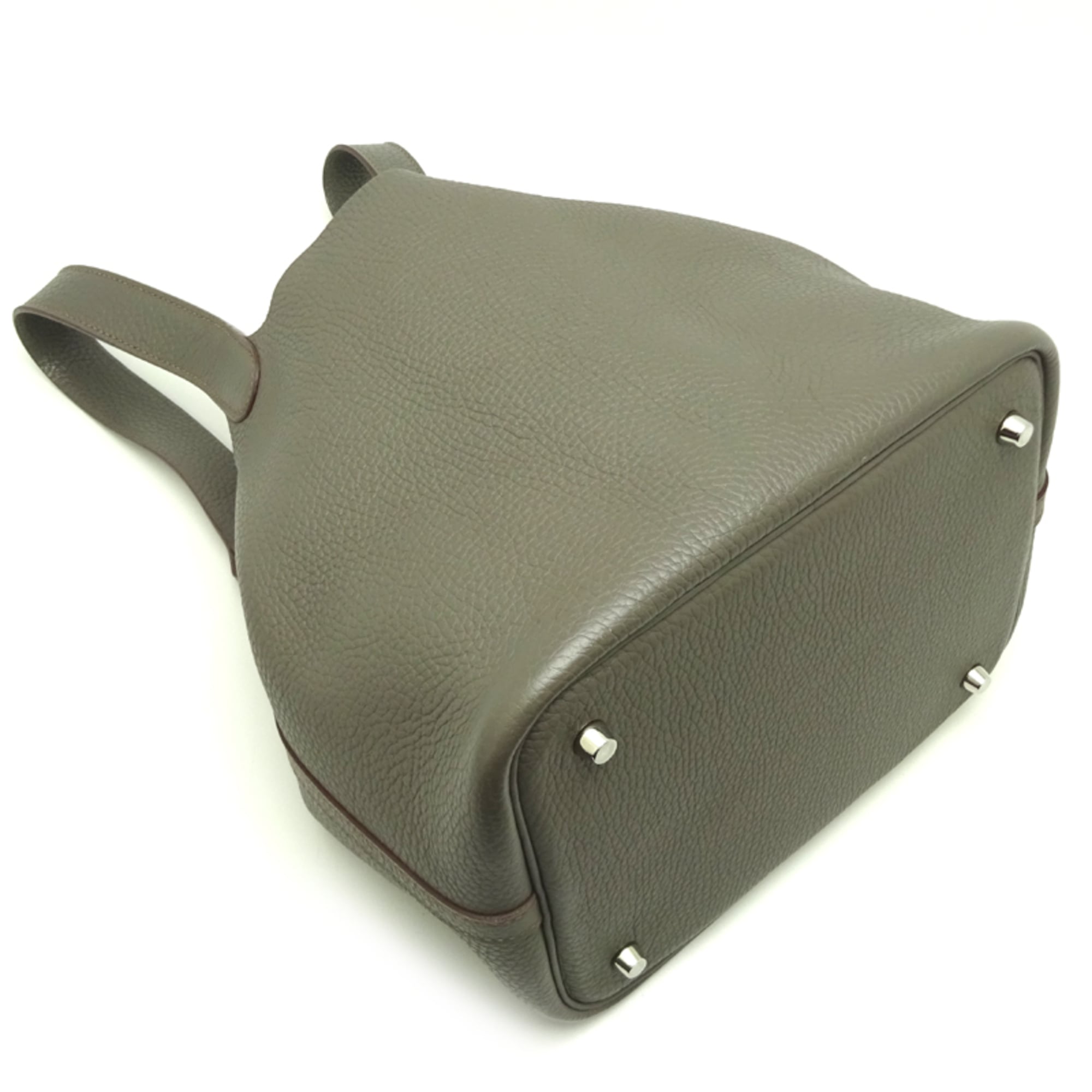 Hermes Etain Taurillon Clemence Leather Handbag (Pre-Owned)
