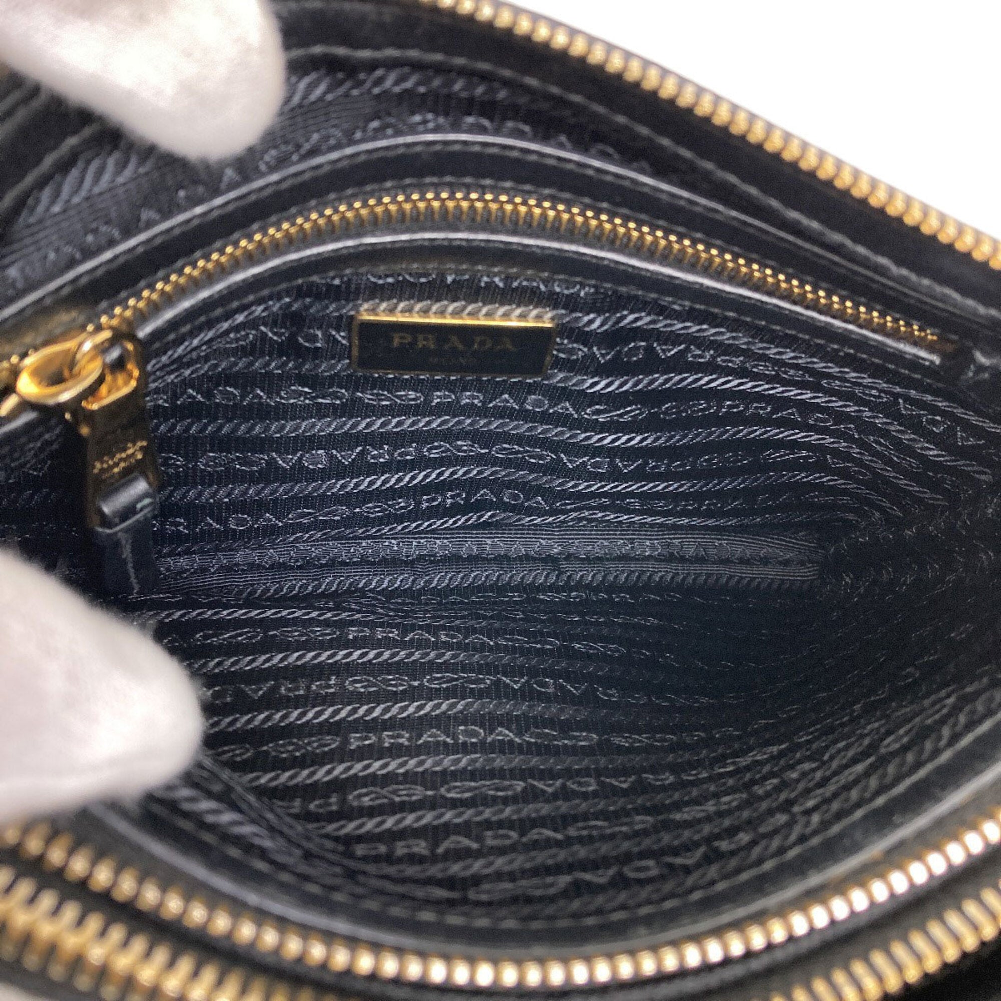 Prada Black Canvas Leather Shoulder Bag (Pre-Owned)