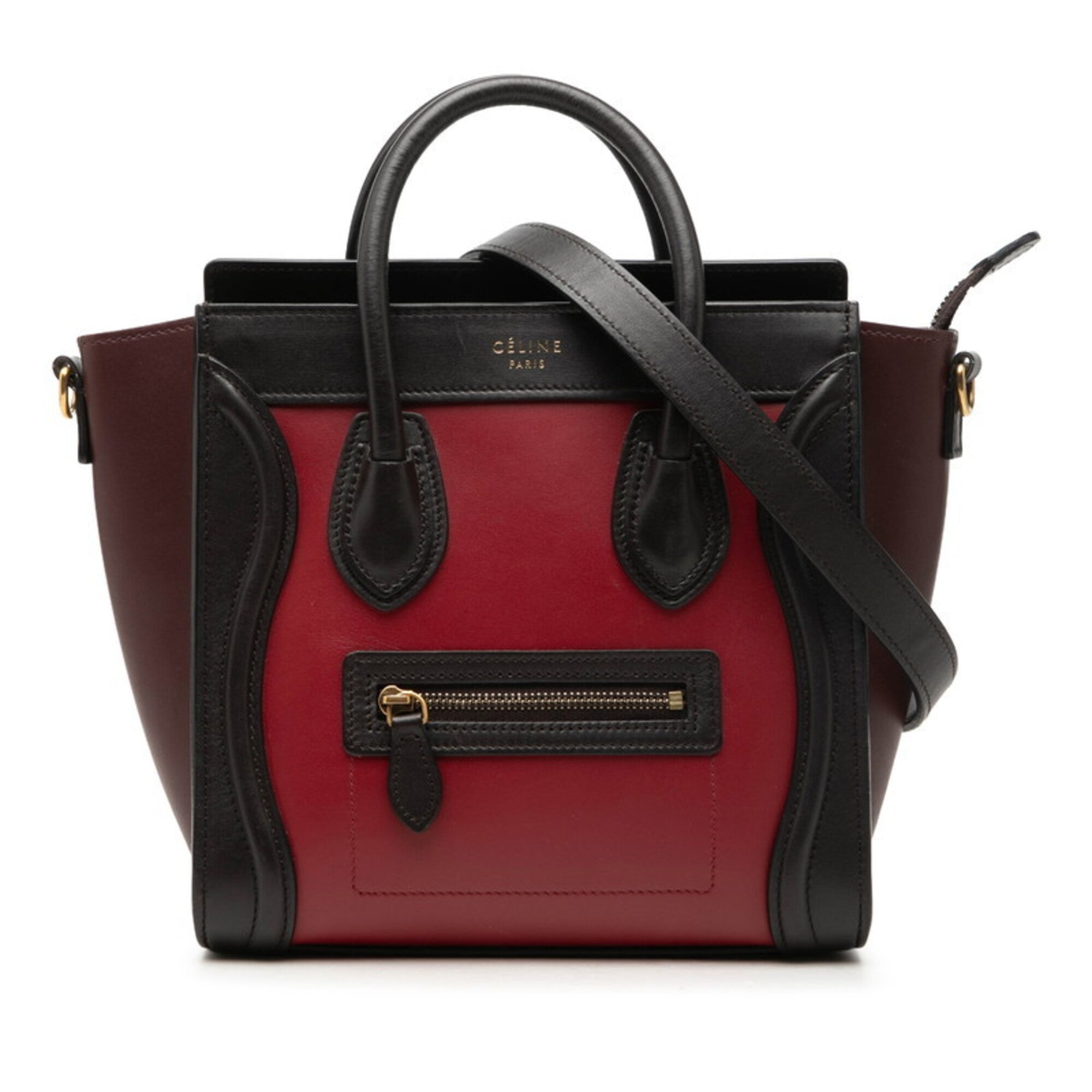 Celine Bordeaux Brown Red Color Leather Handbag Shoulder Bag (Pre-Owned)