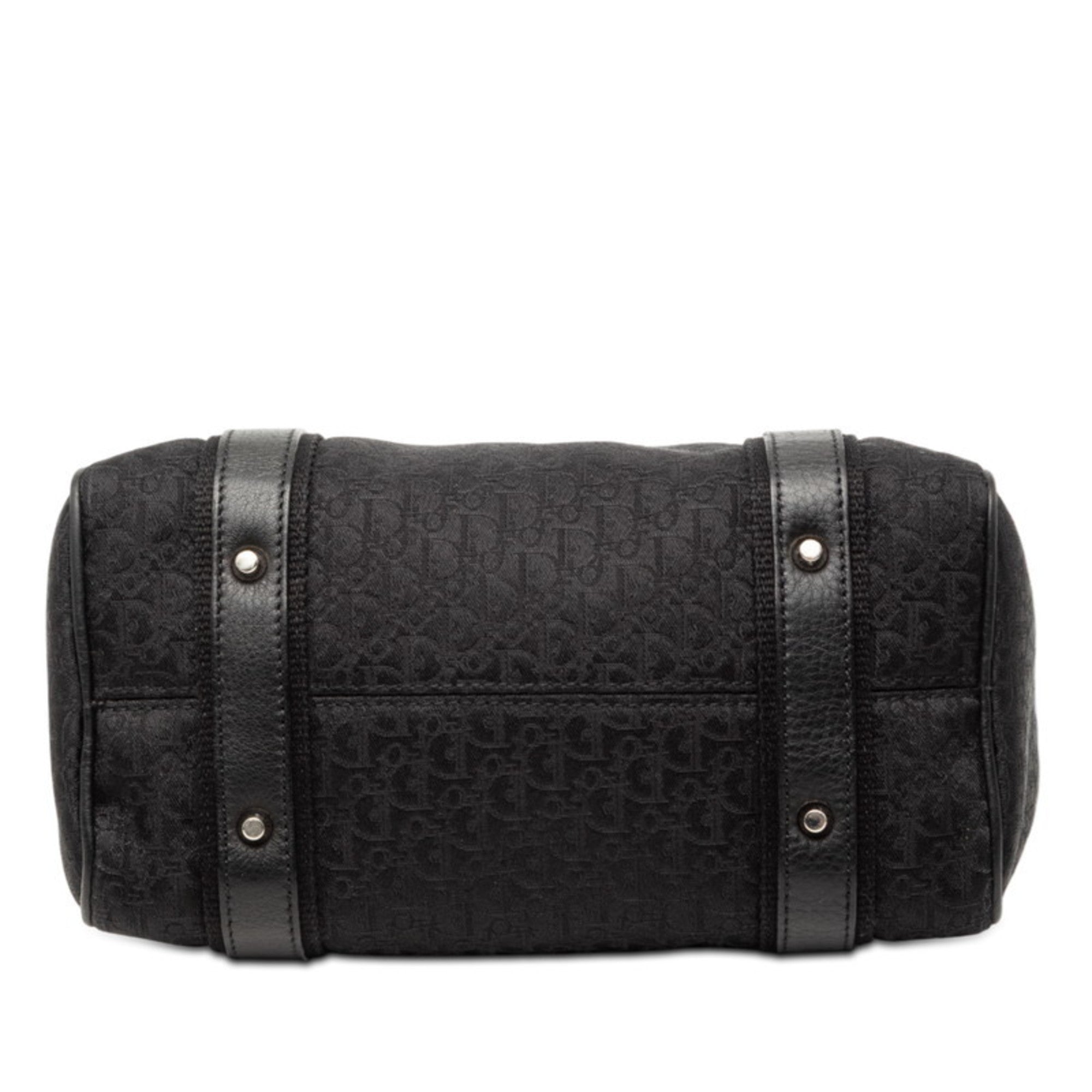 Christian Dior Black Trotter Canvas Leather Boston Bag Handbag (Pre-Owned)