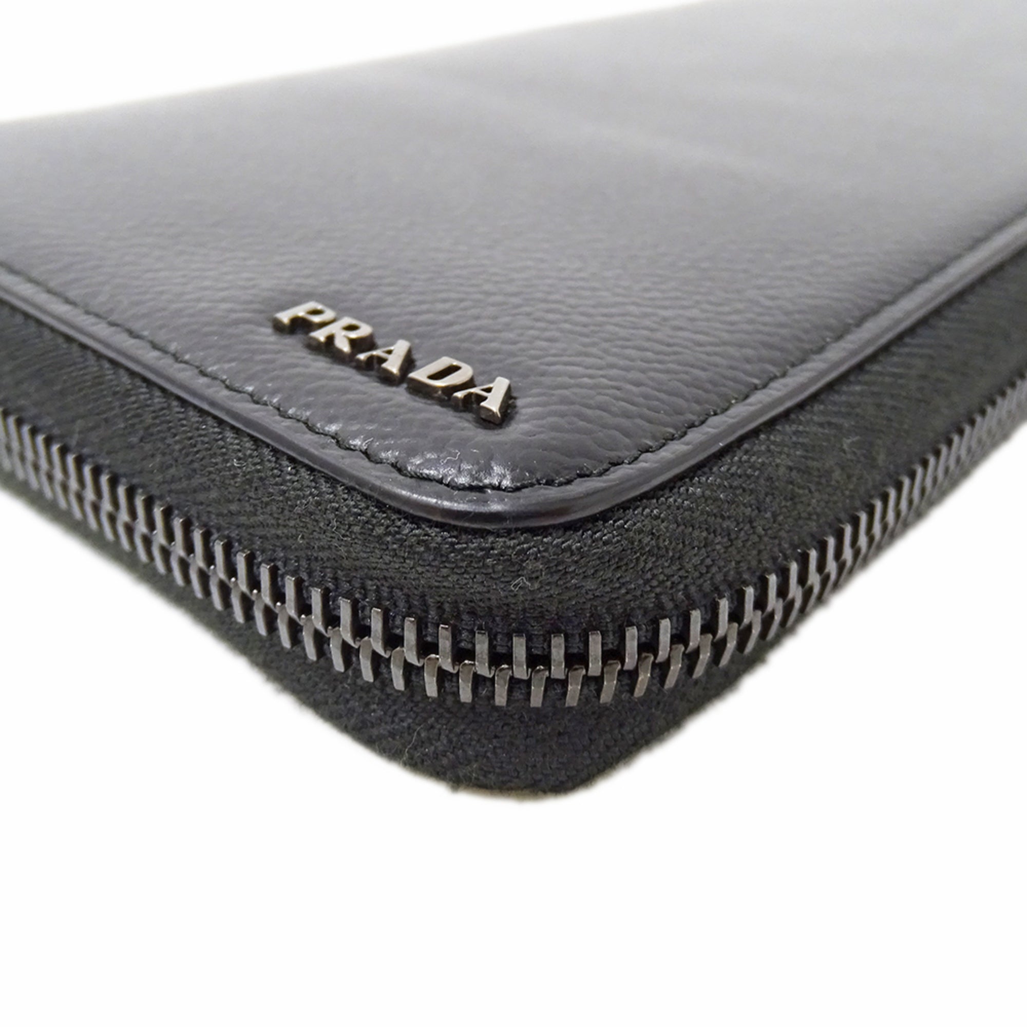 Prada Black Leather Long Bill Wallet (Bi-Fold) (Pre-Owned)