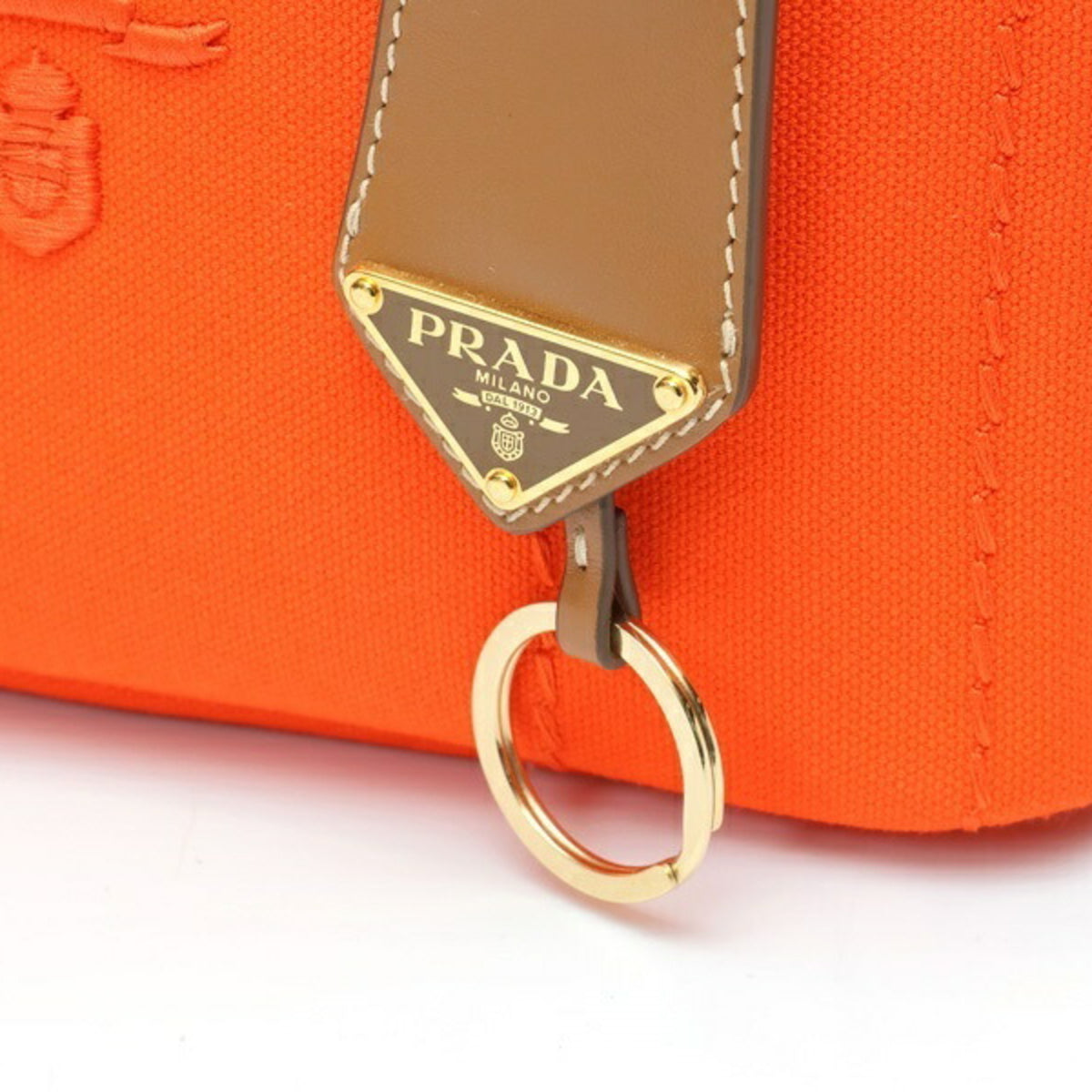 Prada Orange Cotton Canvas Handbag Tote Bag (Pre-Owned)