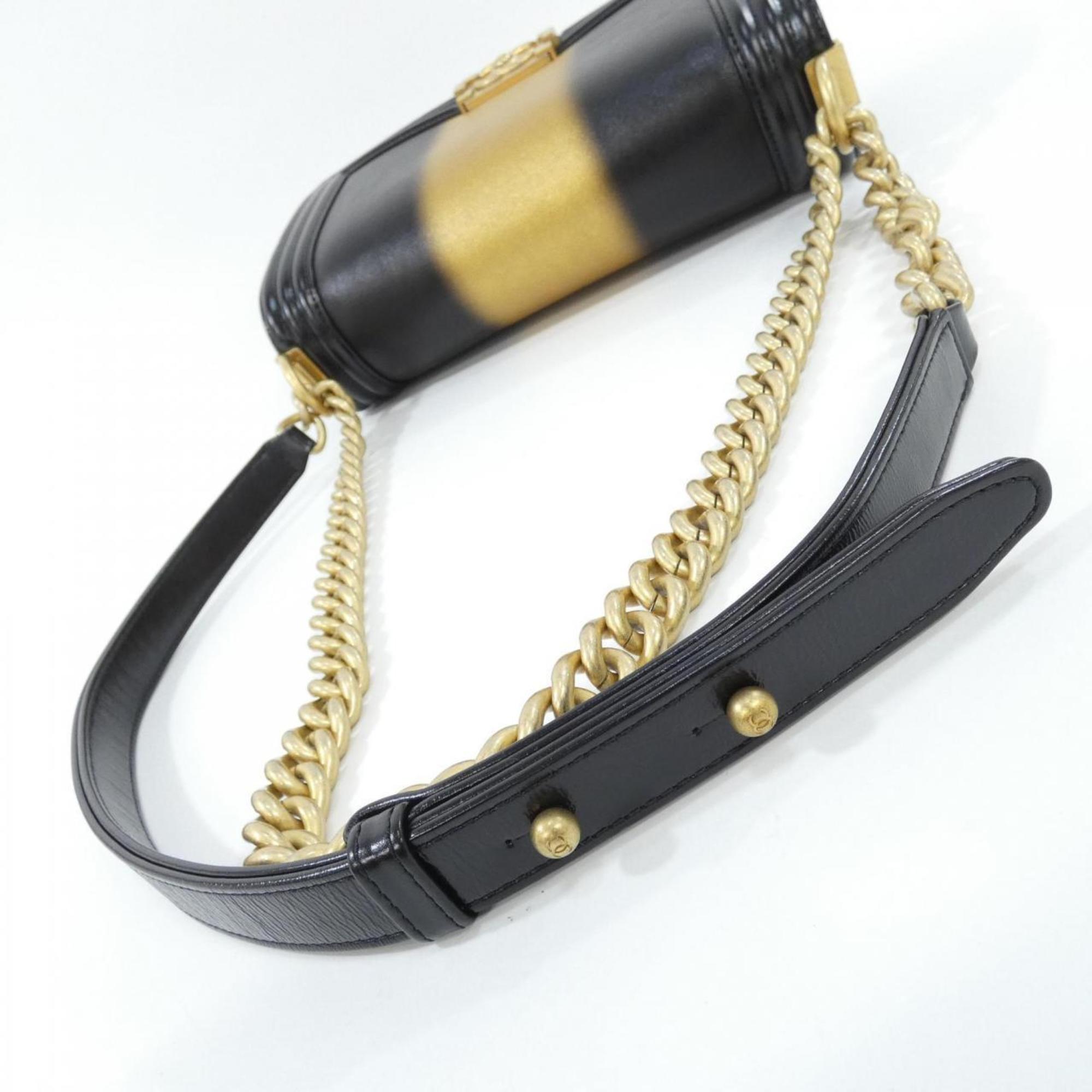 Chanel Black Gold Leather Shoulder Bag (Pre-Owned)