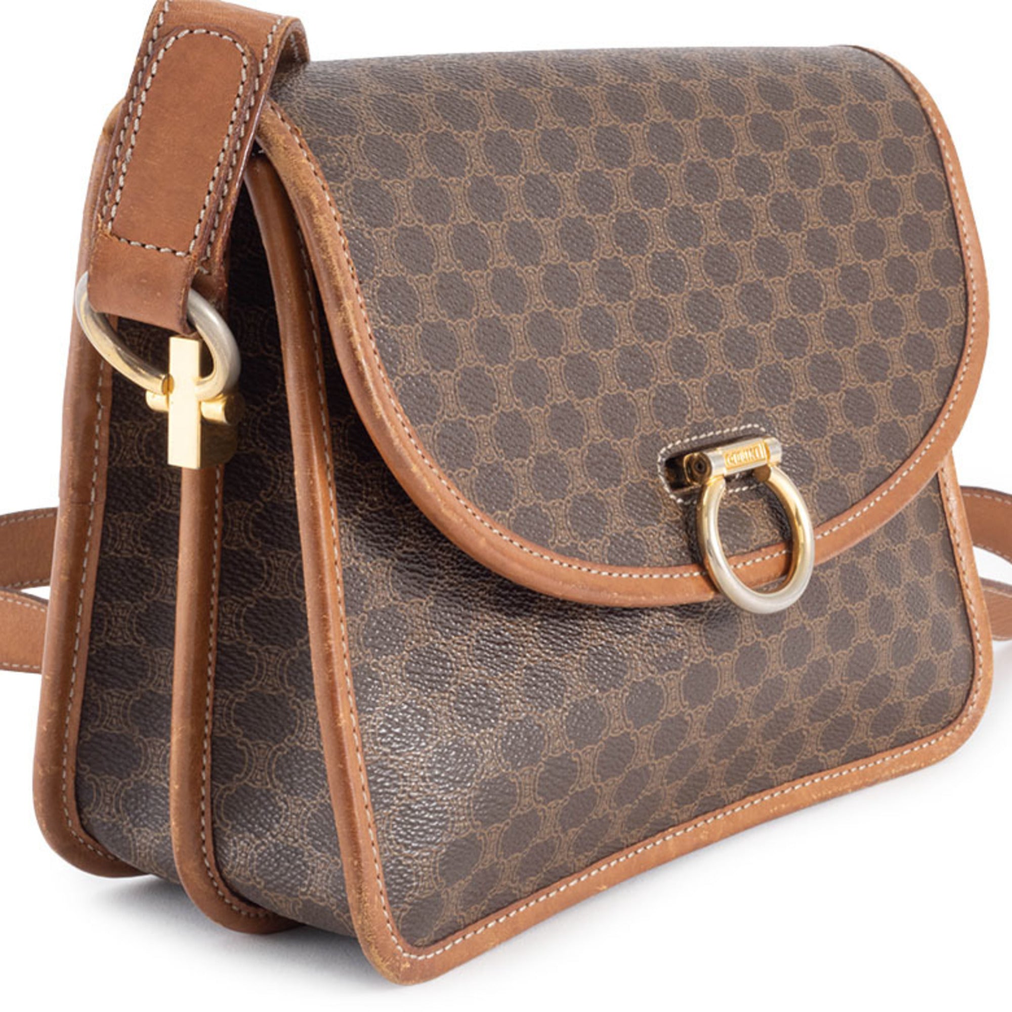 Celine Macadam Brown Pvc Leather Shoulder Bag (Pre-Owned)
