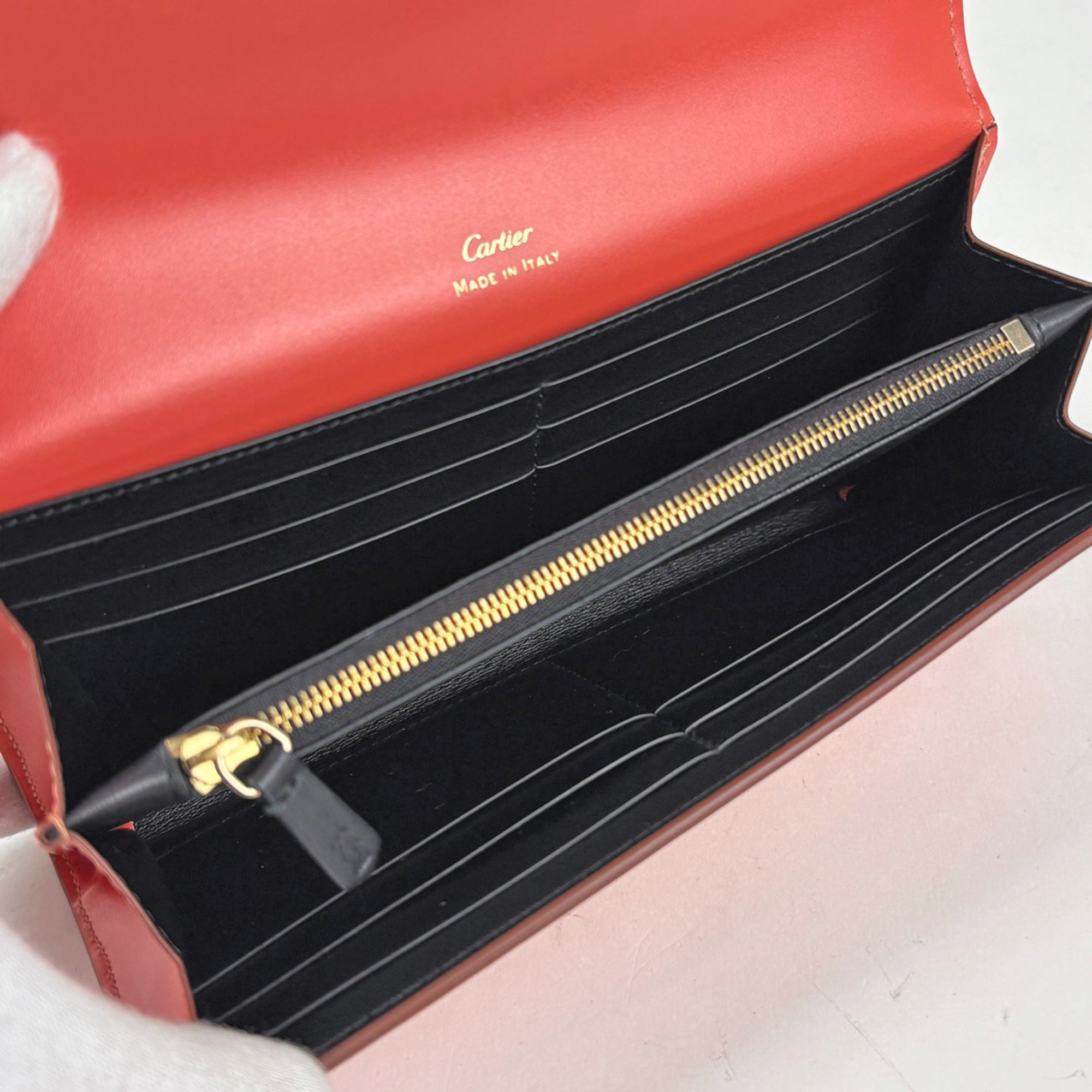 Cartier C De Cartier Salmon Pink Leather Long Wallet (Bi-Fold) (Pre-Owned)