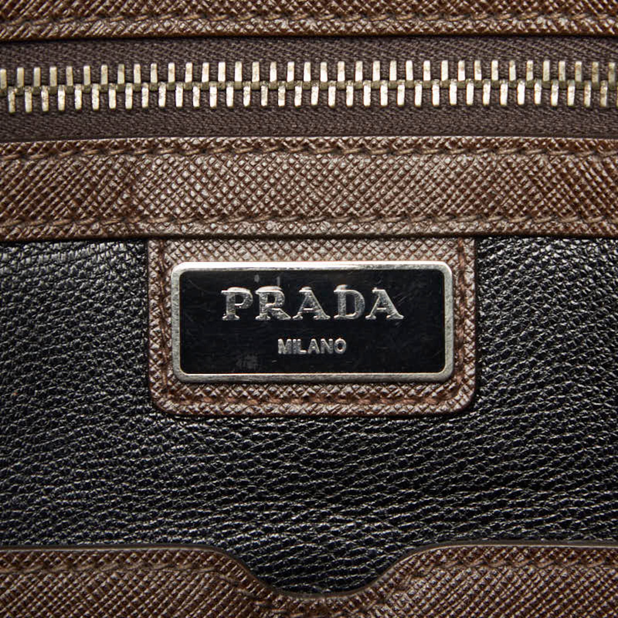 Prada Brown Leather Briefcase (Pre-Owned)