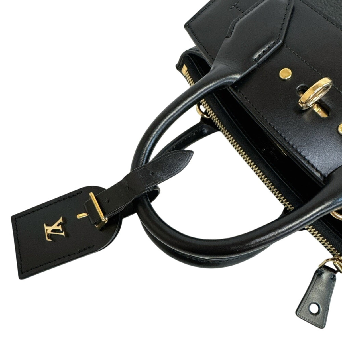 Louis Vuitton Black Leather Handbag Shoulder Bag (Pre-Owned)