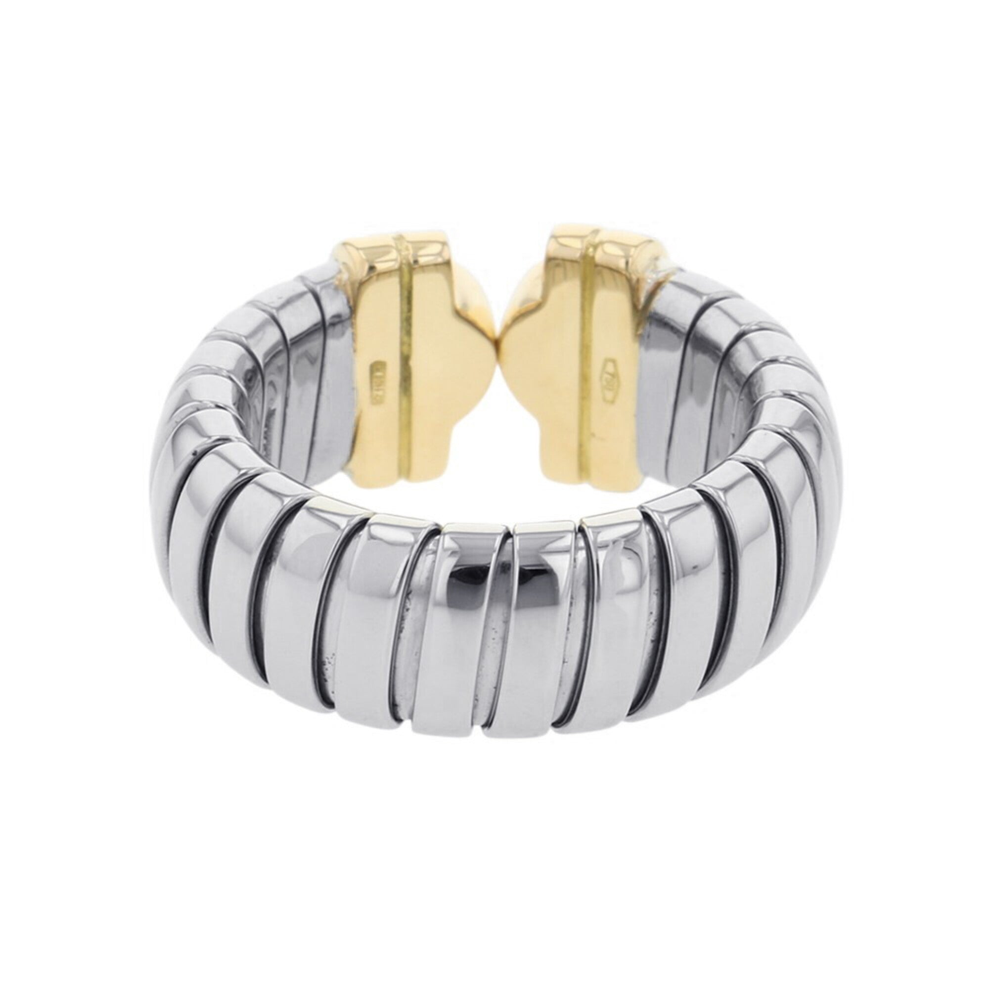 Bvlgari Tubogas Yellow Gold (18K) Stainless Steel Band Ring (Pre-Owned)