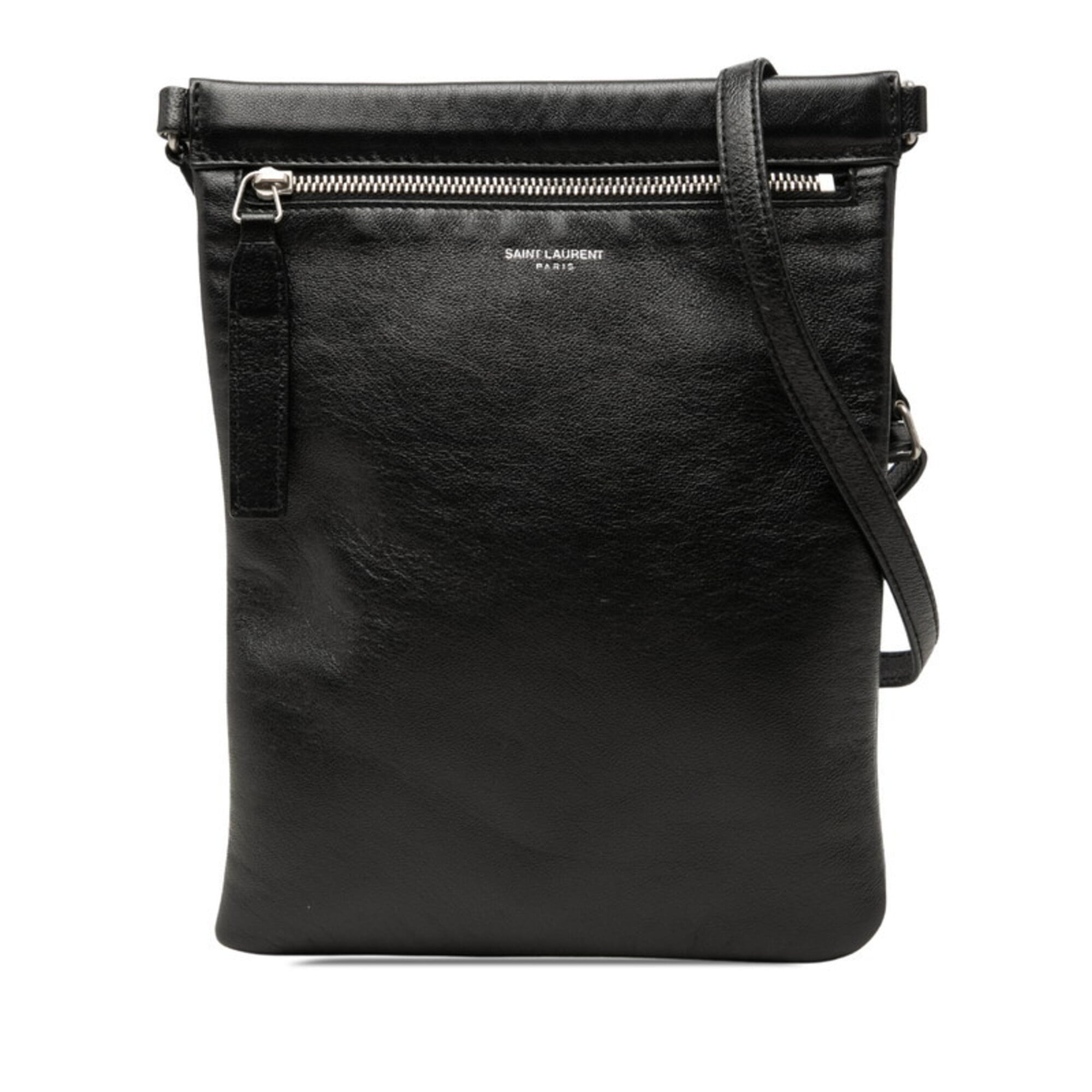 Saint Laurent Black Leather Pochette Shoulder Bag (Pre-Owned)