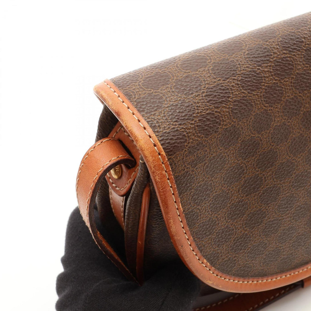 Celine Brown Coated Canvas Leather Handbag Shoulder Bag (Pre-Owned)