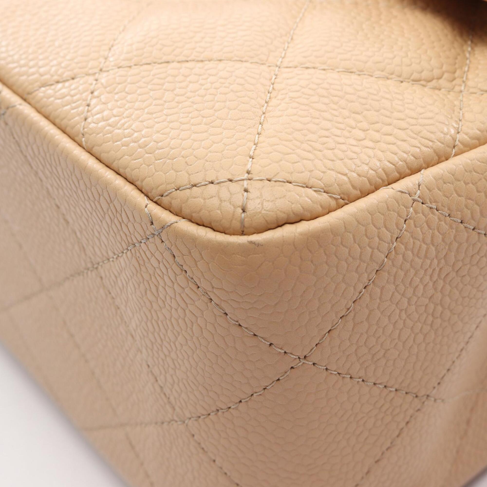 Chanel Beige Grained Calfskin Handbag Shoulder Bag (Pre-Owned)