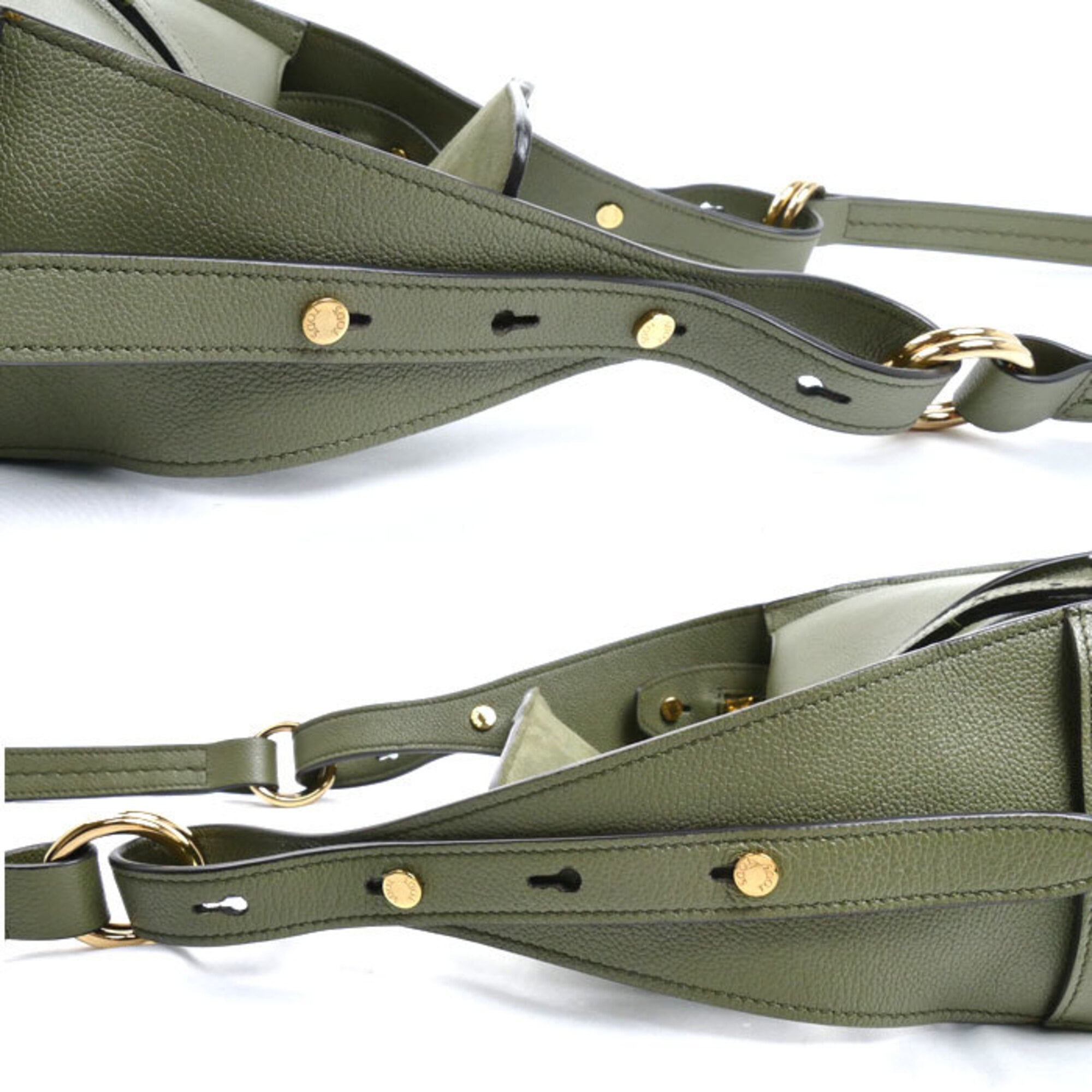 Tod's Green Olive Leather Messenger Bag Shoulder Bag (Pre-Owned)