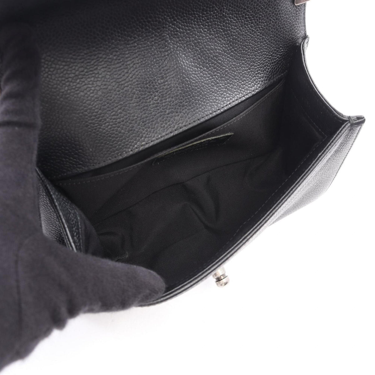 Chanel Black Grained Calfskin Handbag Shoulder Bag (Pre-Owned)