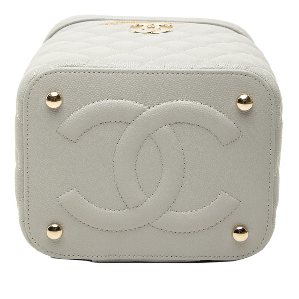 Chanel Gray Grained Calfskin Shoulder Bag Vanity Bag (Pre-Owned)