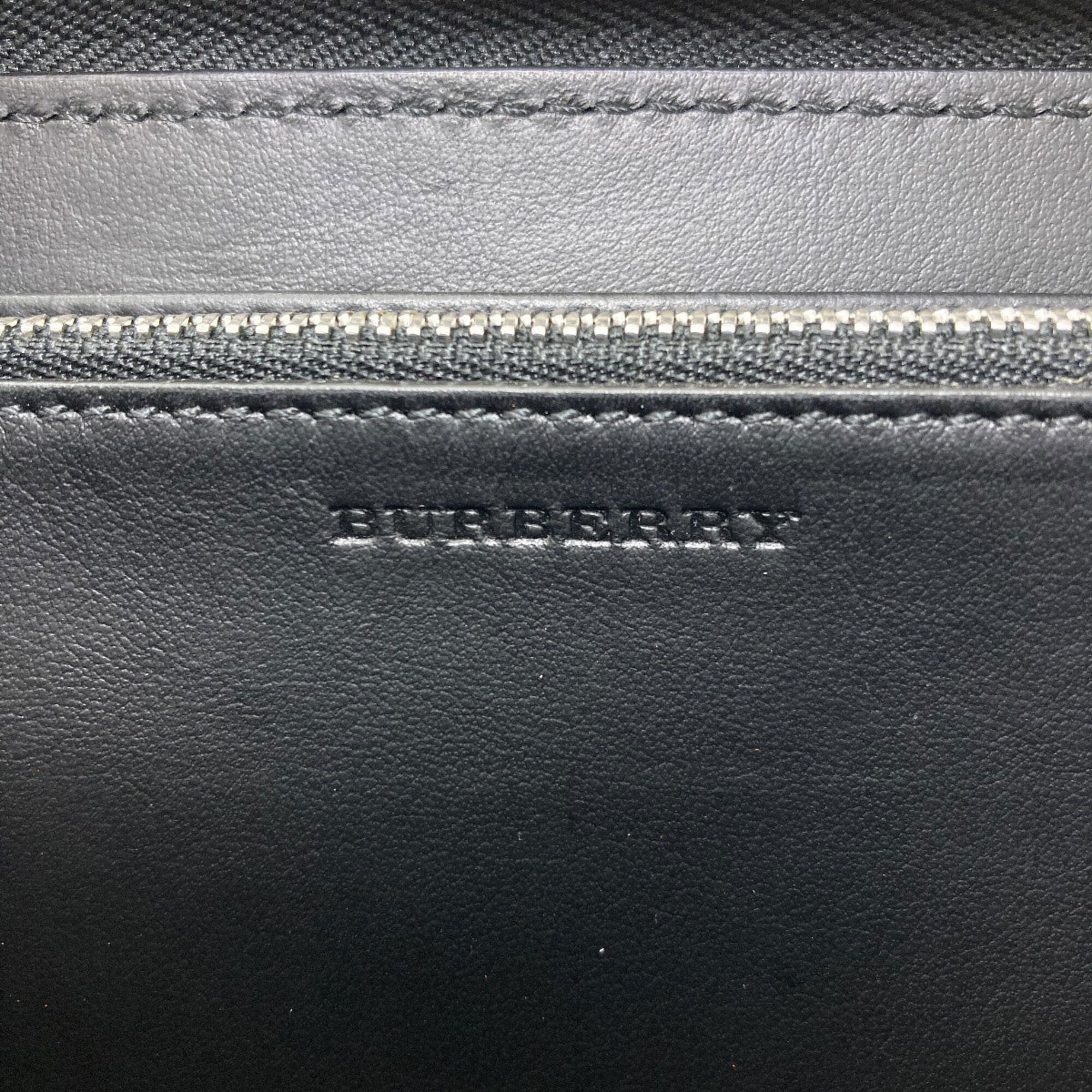Burberry Navy Leather Long Wallet (Bi-Fold) (Pre-Owned)