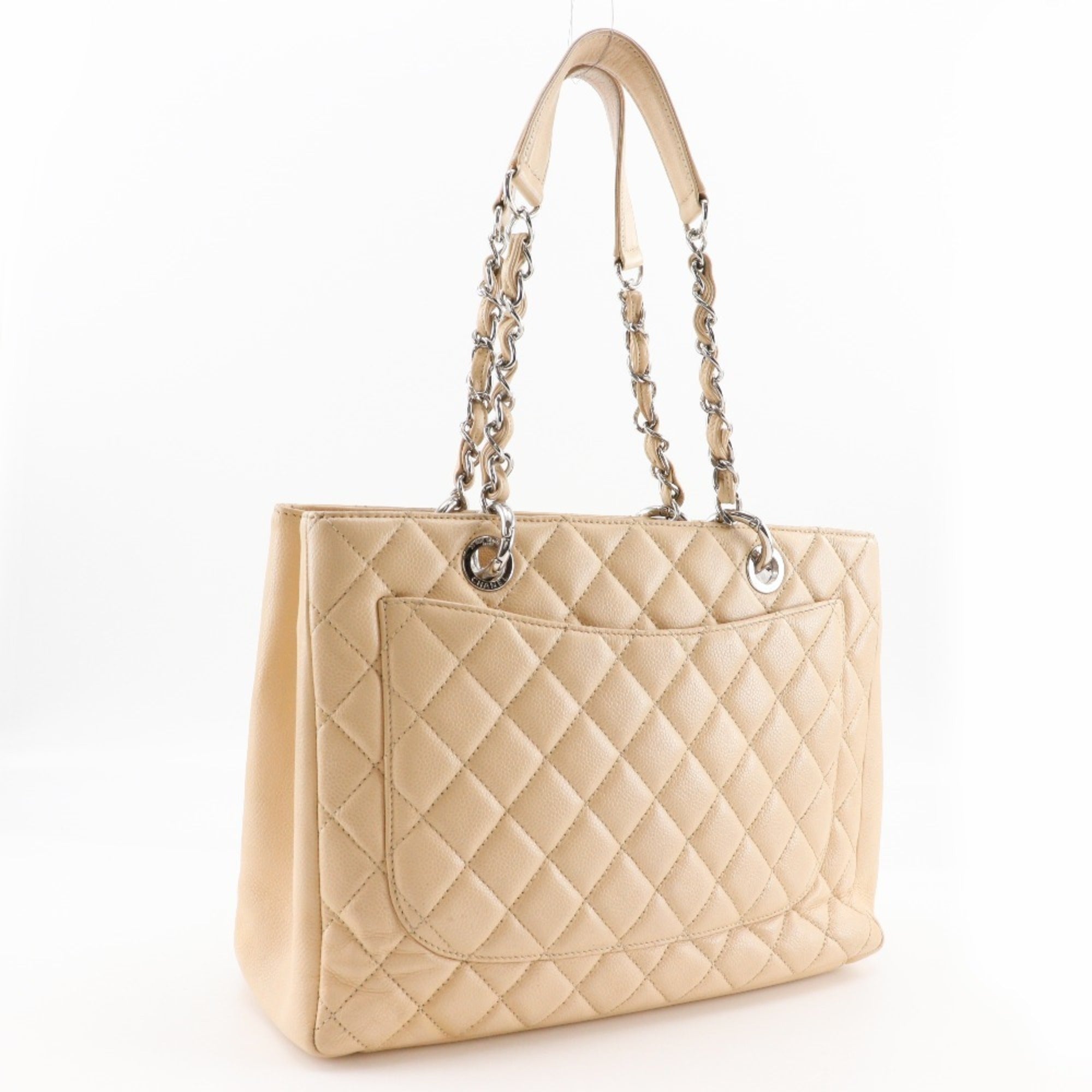 Chanel Beige Grained Calfskin Tote Bag (Pre-Owned)