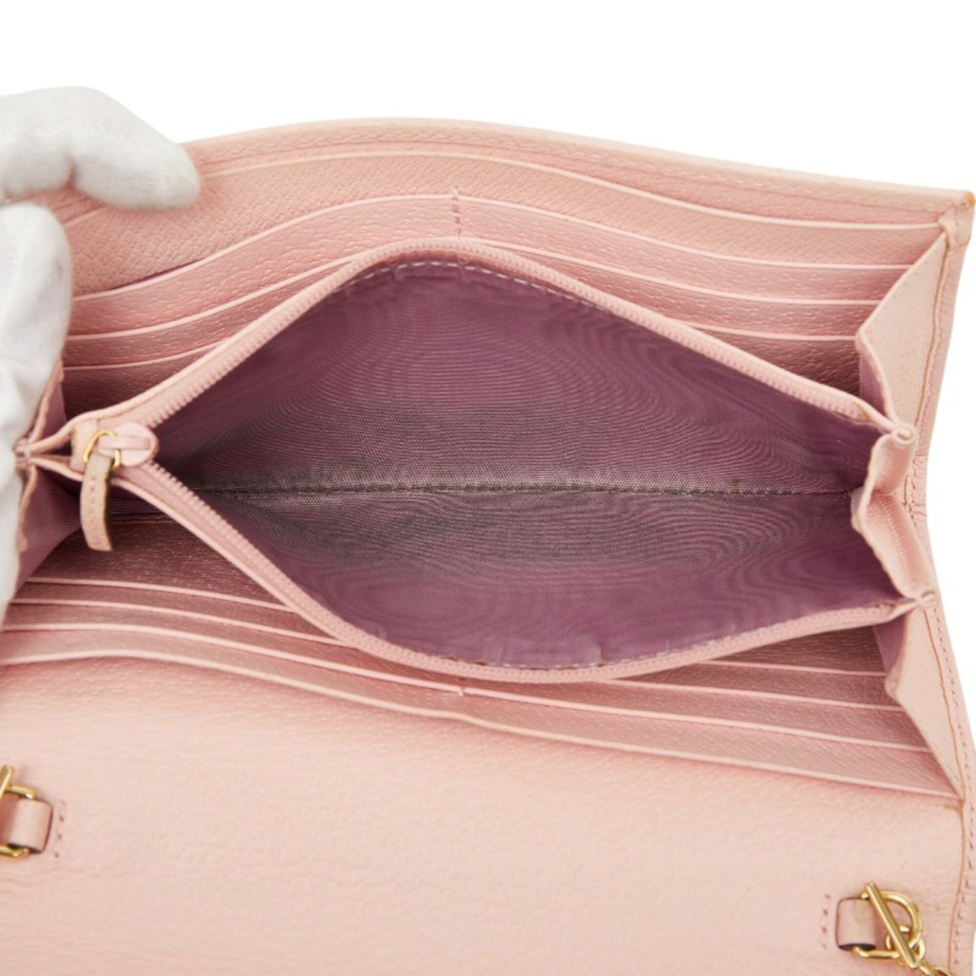 Gucci Multi-Color Pink Canvas Leather Chain/Shoulder Wallet (Pre-Owned)