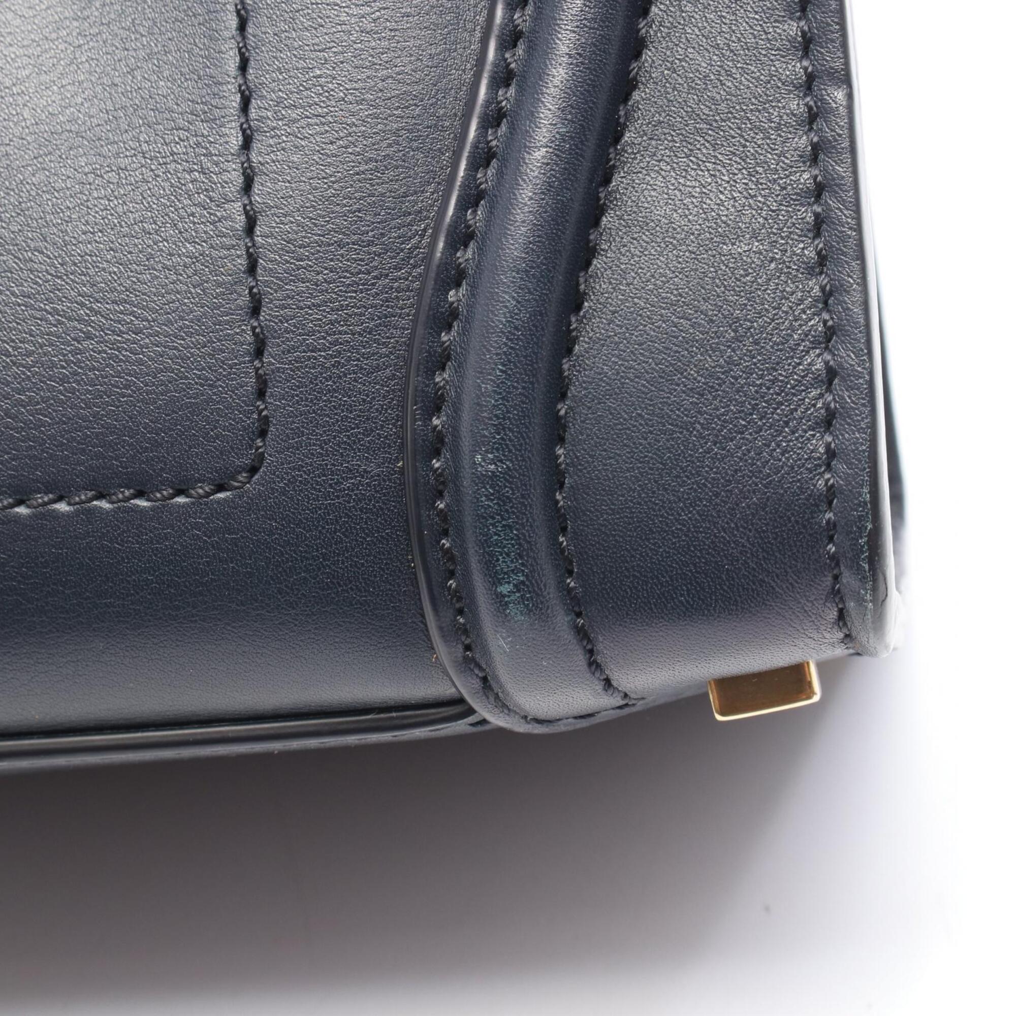 Celine Navy Leather Handbag Tote Bag (Pre-Owned)