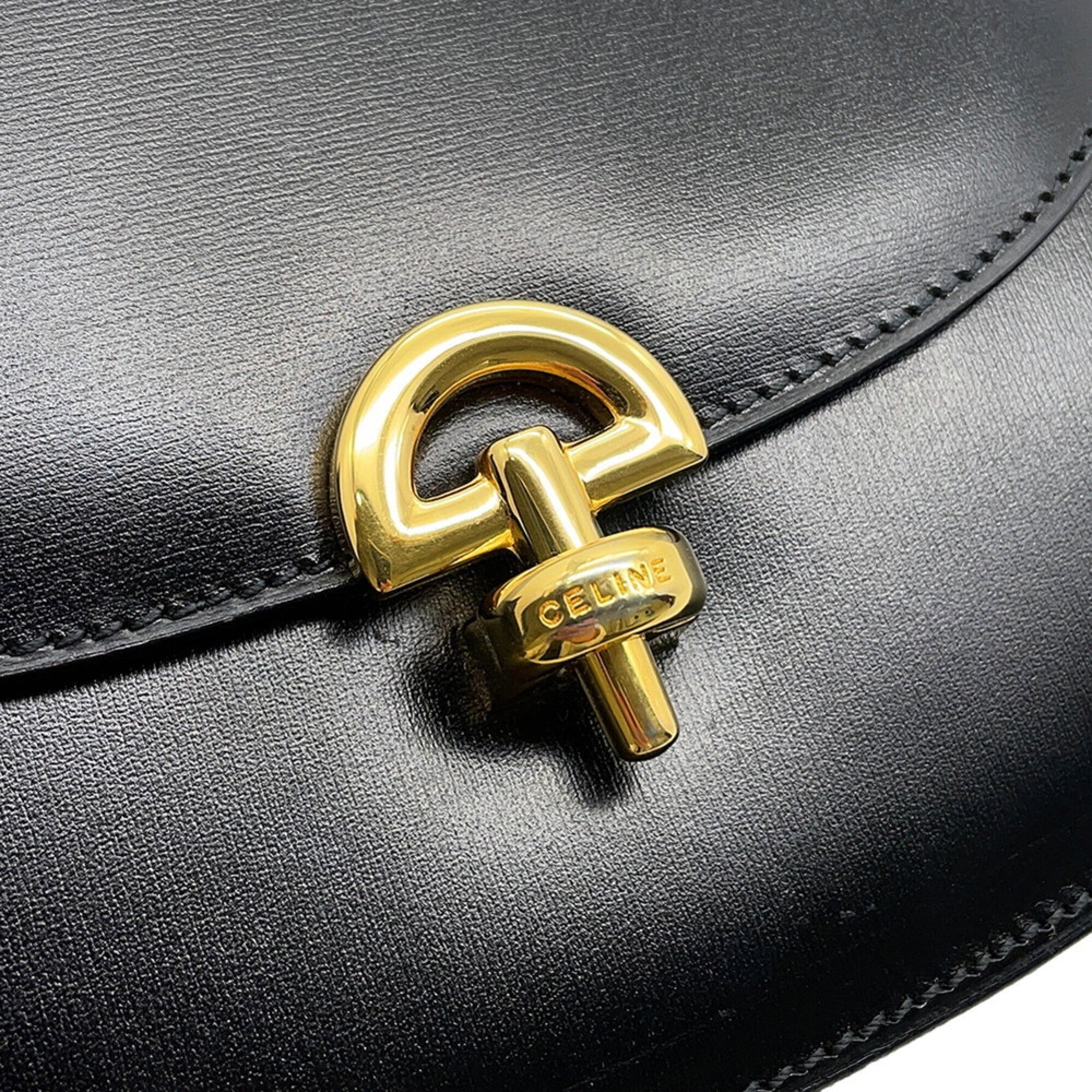 Celine Black Leather Handbag Shoulder Bag (Pre-Owned)