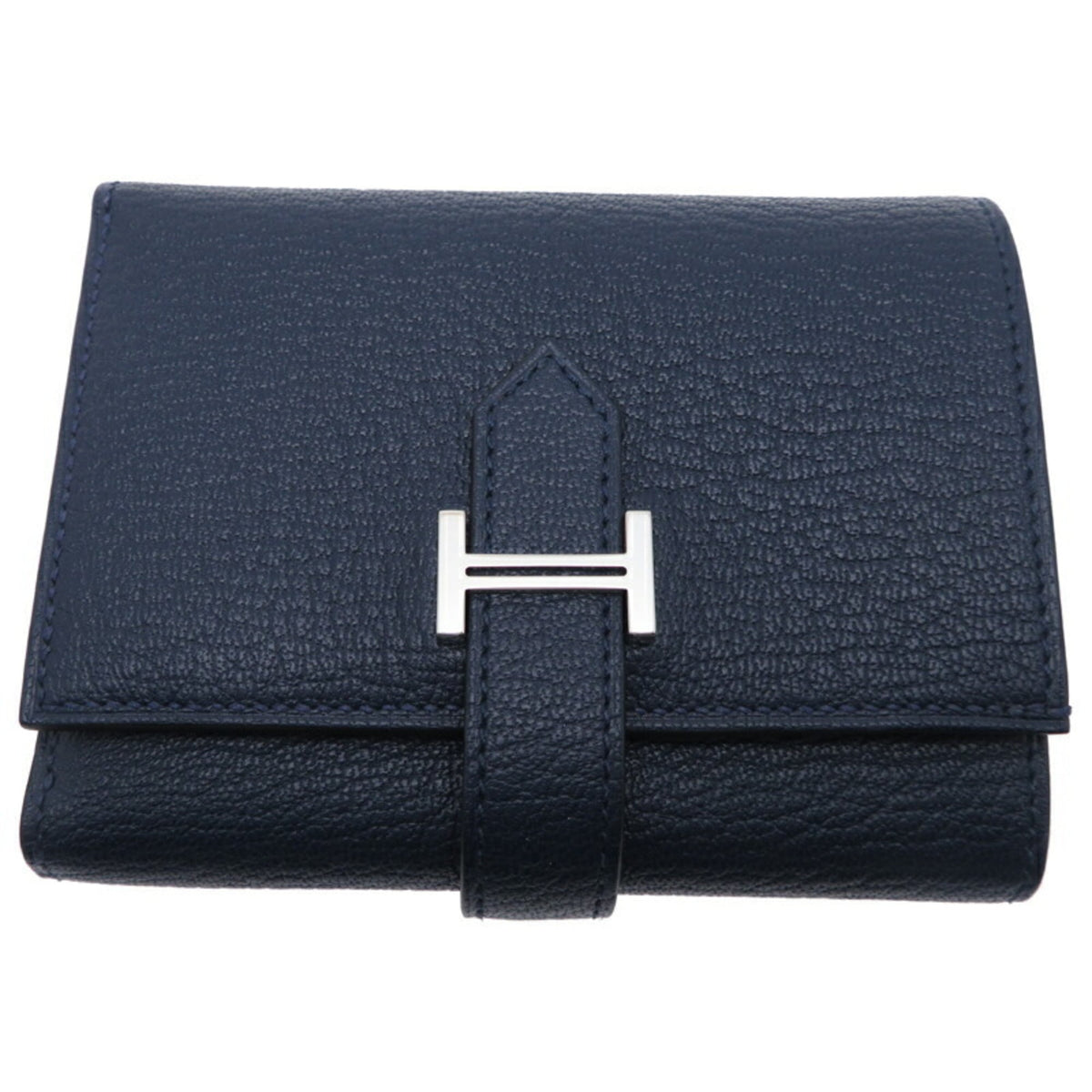 Hermes Navy Chevre Leather Wallet (Tri-Fold) (Pre-Owned)