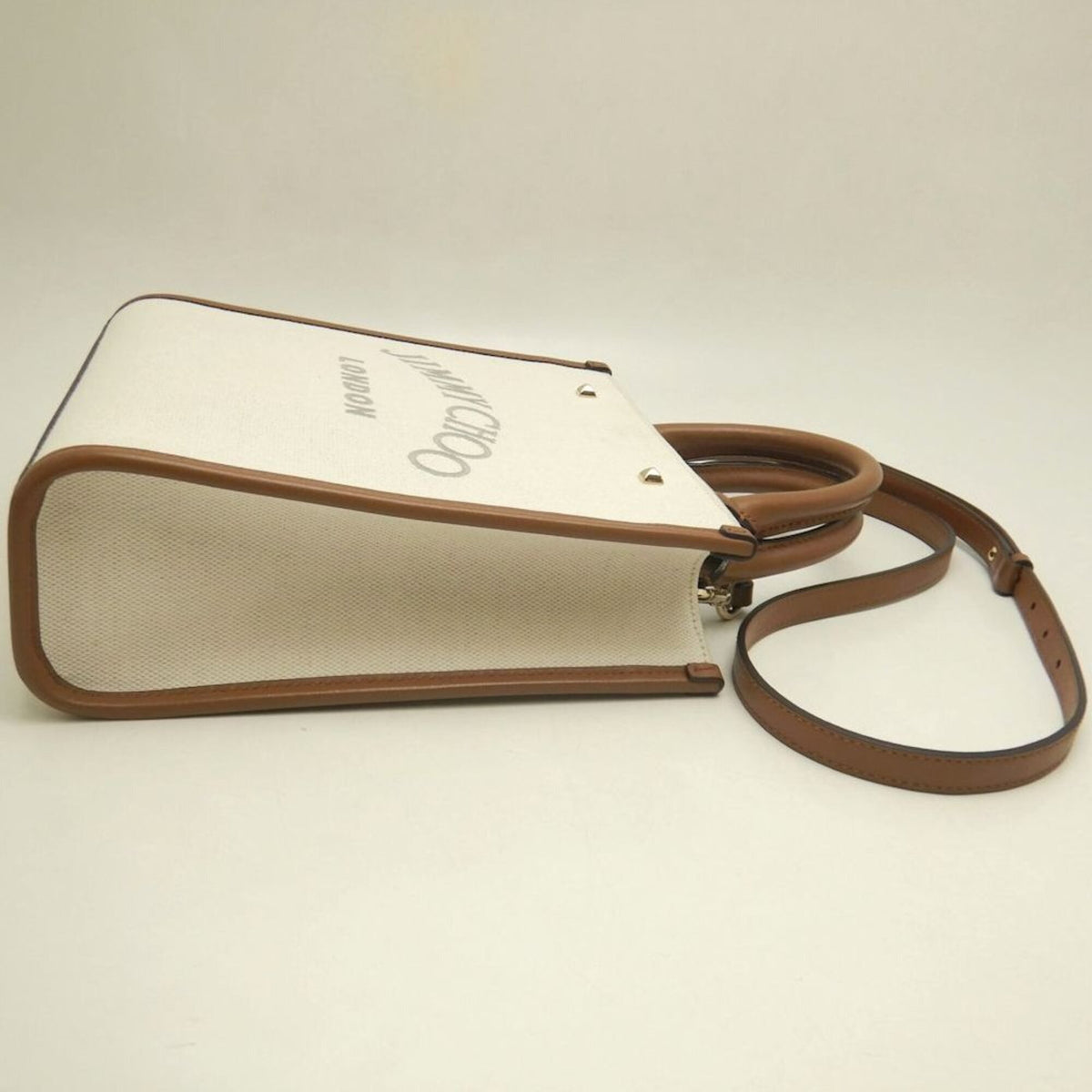 Jimmy Choo Brown Canvas Tote Bag (Pre-Owned)