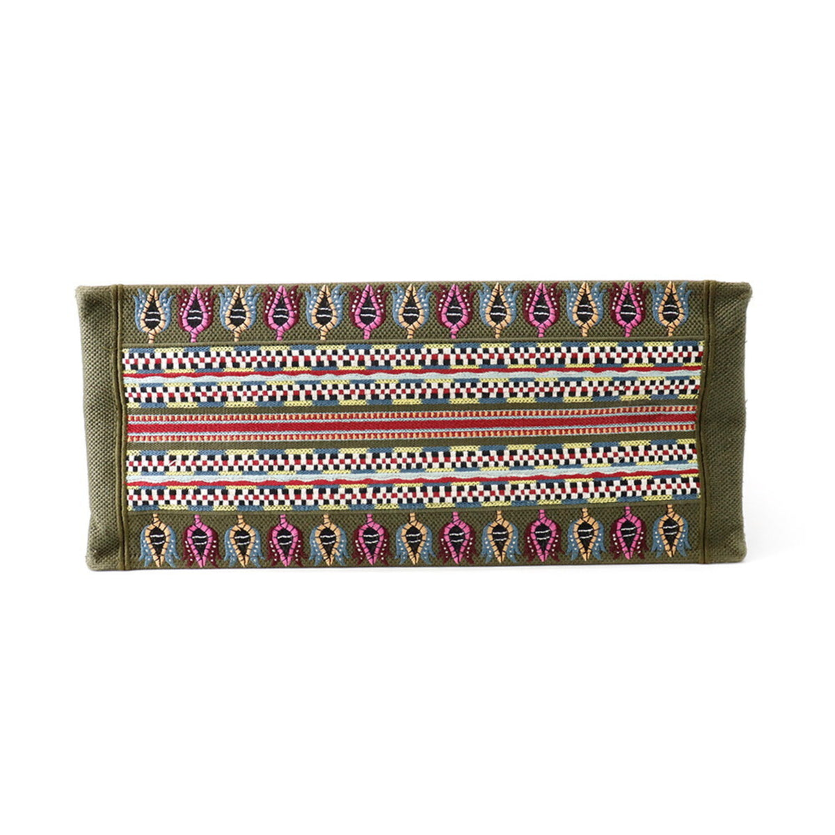 Christian Dior Khaki Multi-Color Purple Canvas Tote Bag (Pre-Owned)