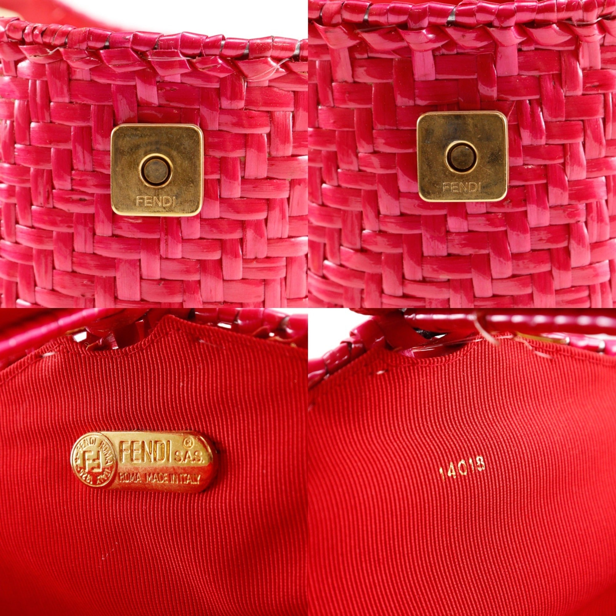 Fendi Pink Straw Basket Handbag (Pre-Owned)