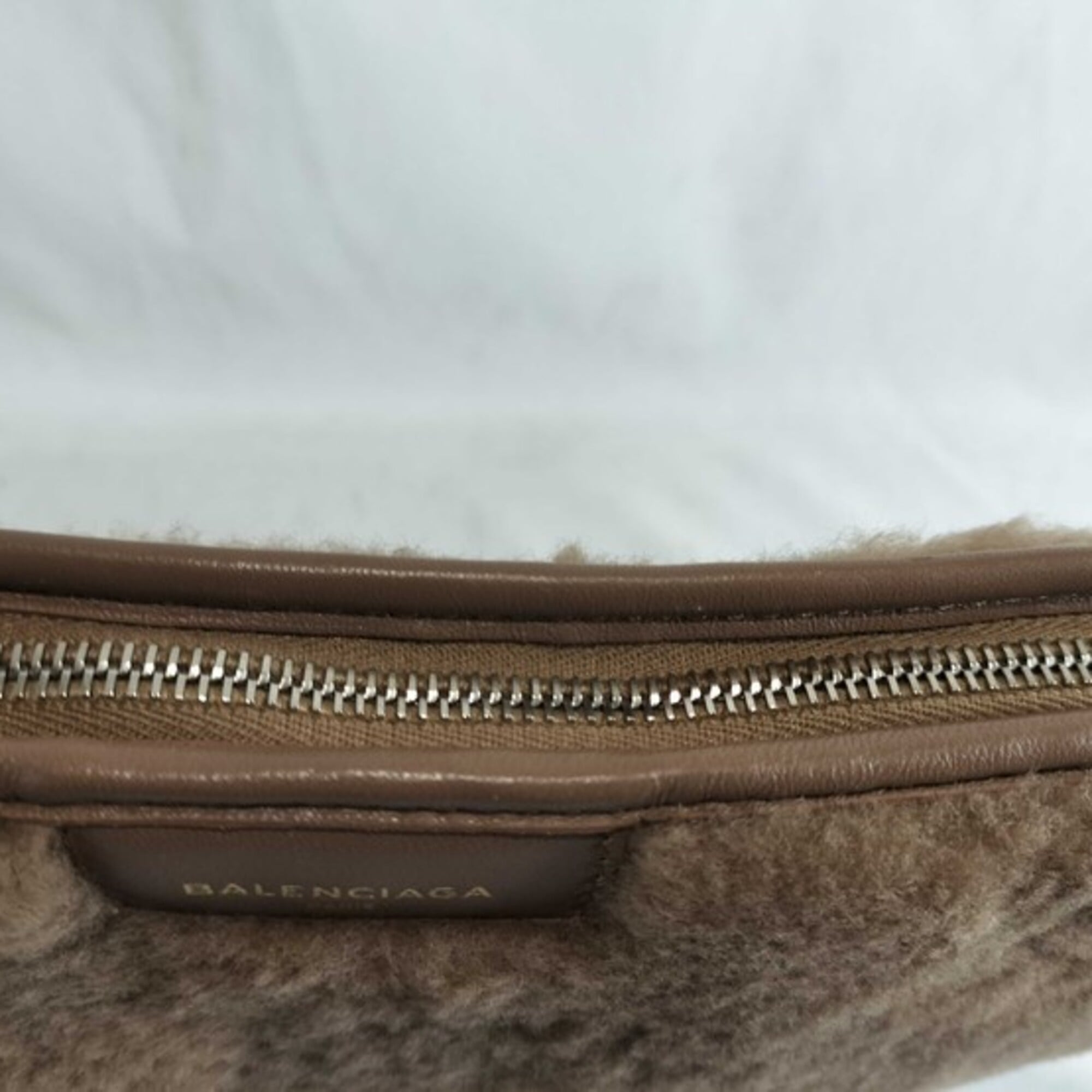 Balenciaga Brown Leather Fur Clutch Bag (Pre-Owned)
