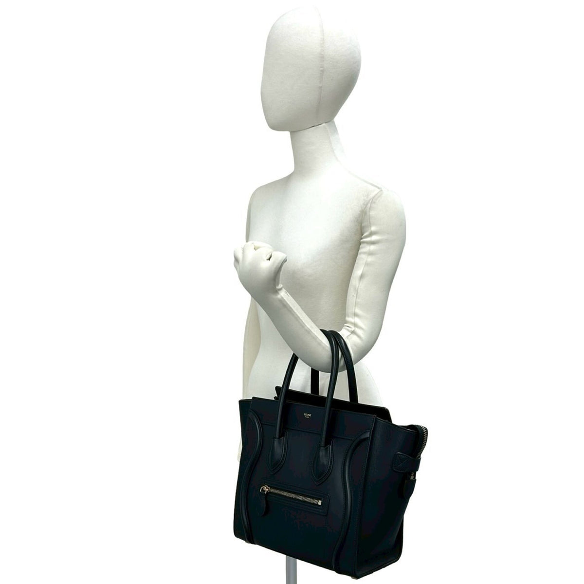 Celine Black Leather Boston Bag Handbag Tote Bag (Pre-Owned)