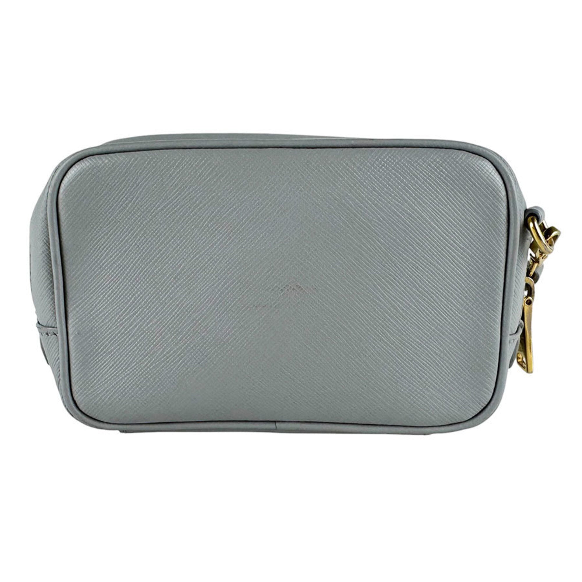 Prada Gray Leather Shoulder Bag (Pre-Owned)