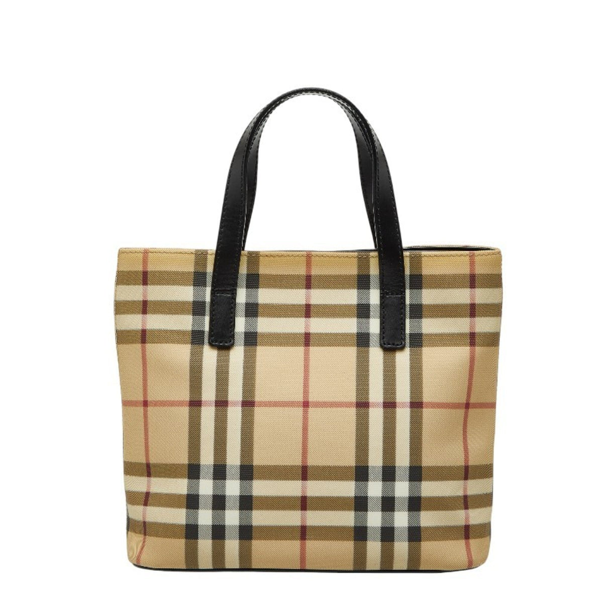 Burberry Beige Black Pvc Leather Handbag (Pre-Owned)