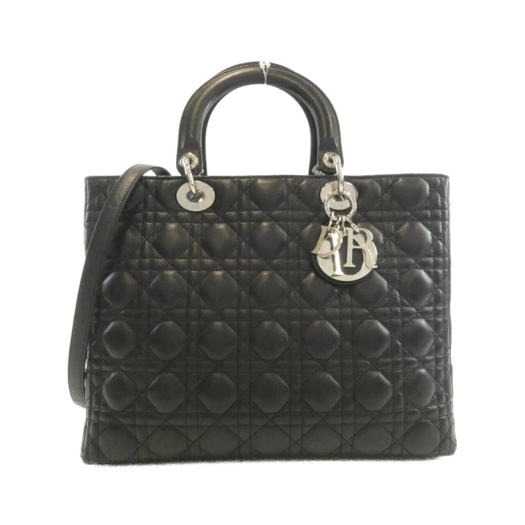Christian Dior Lady Dior Black Leather Handbag (Pre-Owned)