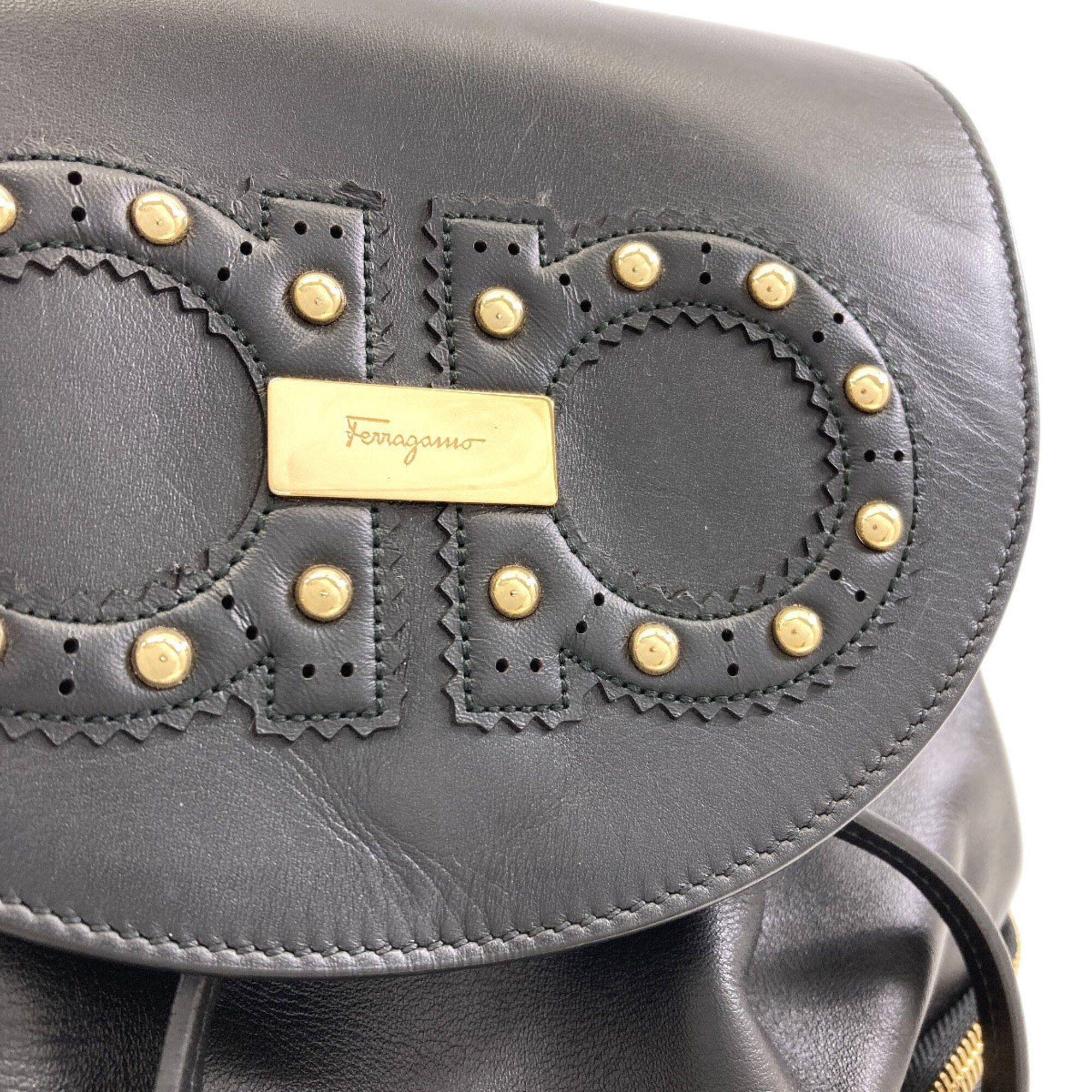 Salvatore Ferragamo Black Leather Backpack (Pre-Owned)