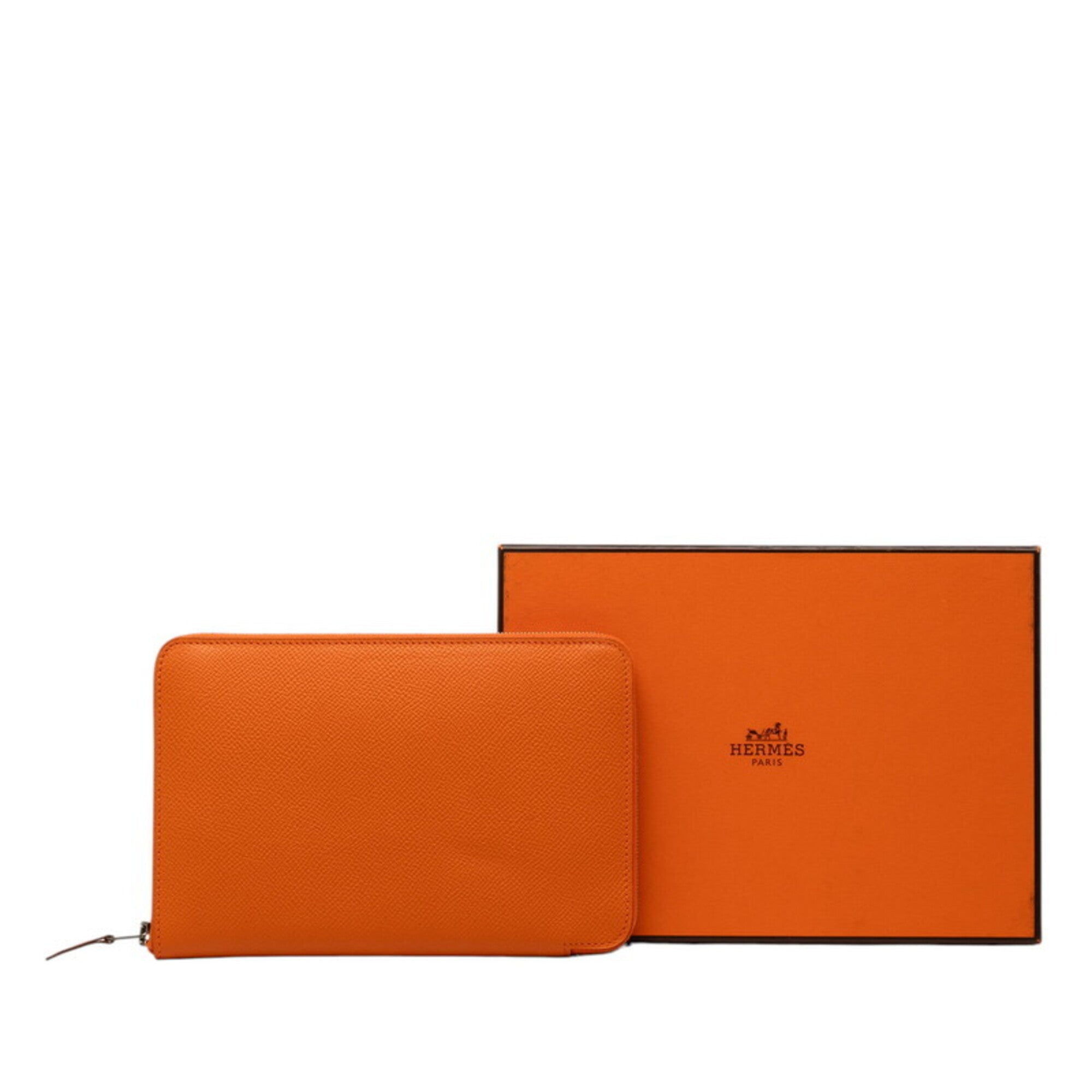 Hermes Orange Epsom Leather Long Bill Wallet (Bi-Fold) (Pre-Owned)