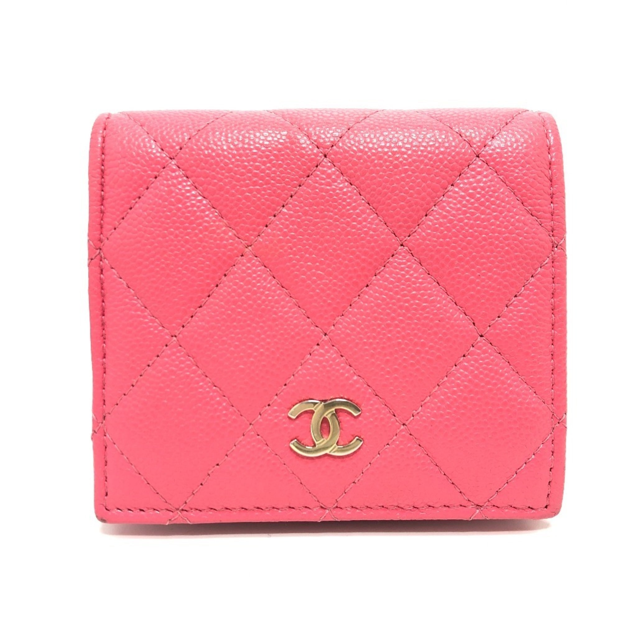 Chanel Pink Grained Calfskin Wallet (Bi-Fold) (Pre-Owned)