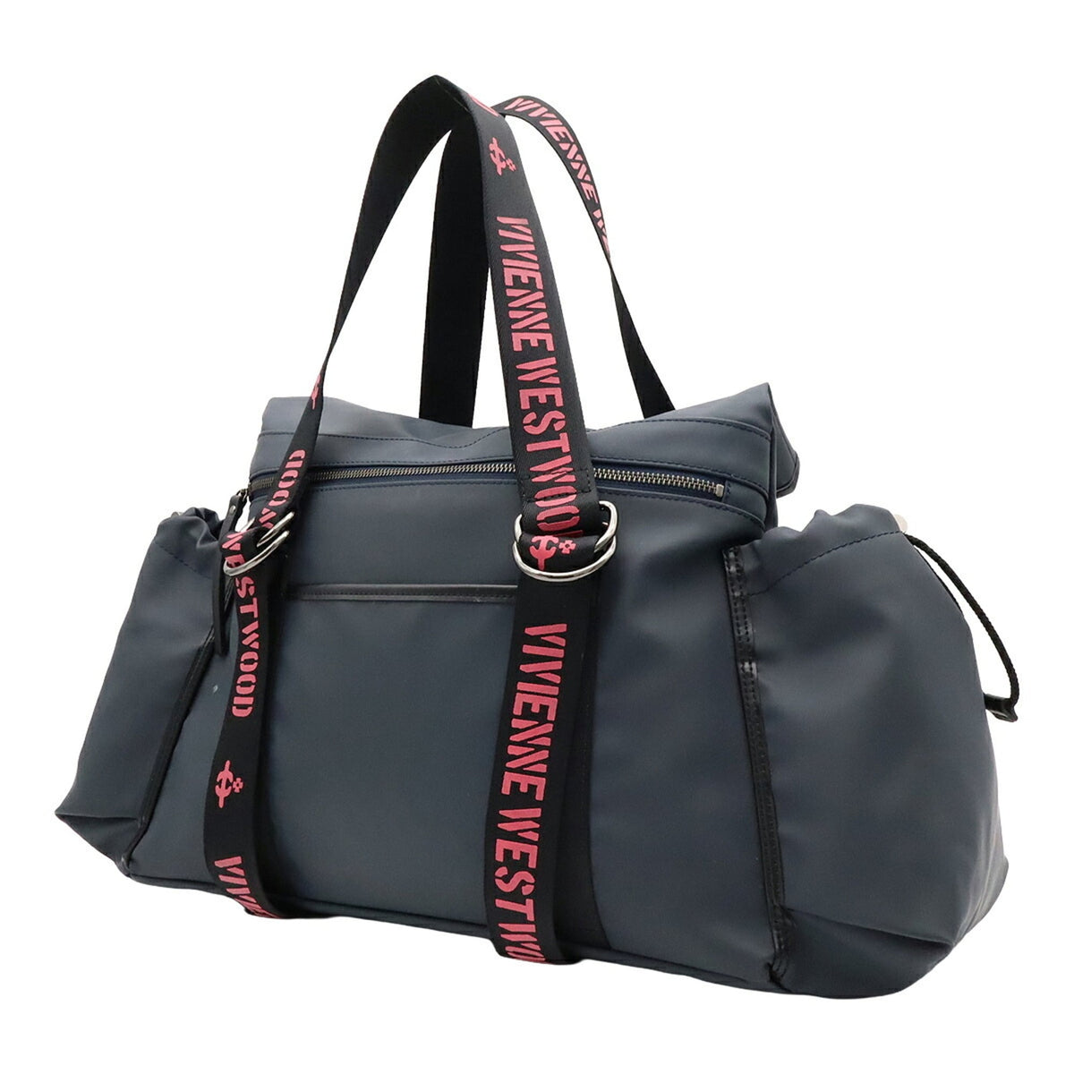 Vivienne Westwood Navy Pink White Rubber Leather Boston Bag Shoulder Bag Tote Bag (Pre-Owned)