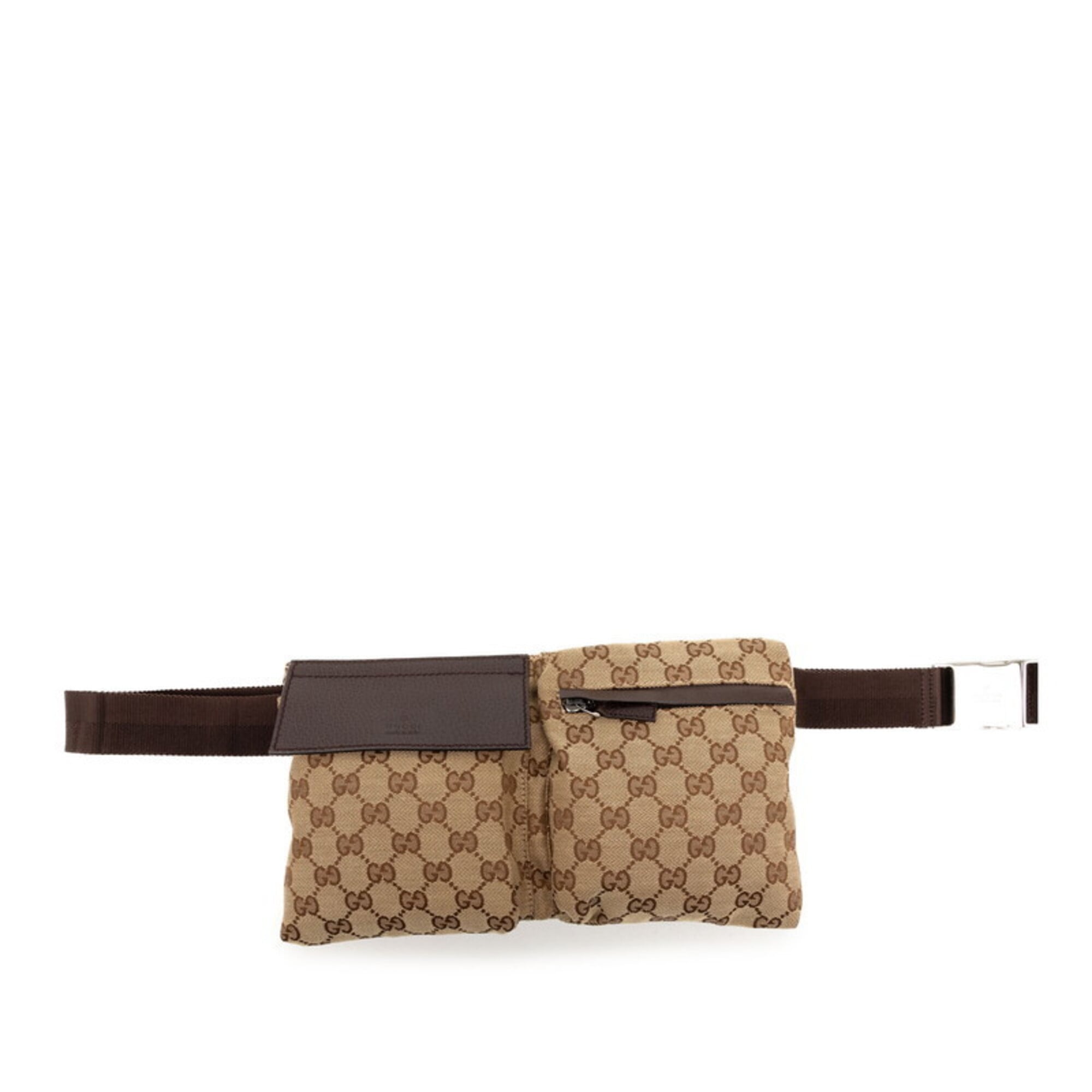 Gucci Beige Brown Canvas Leather Fanny Pack (Pre-Owned)